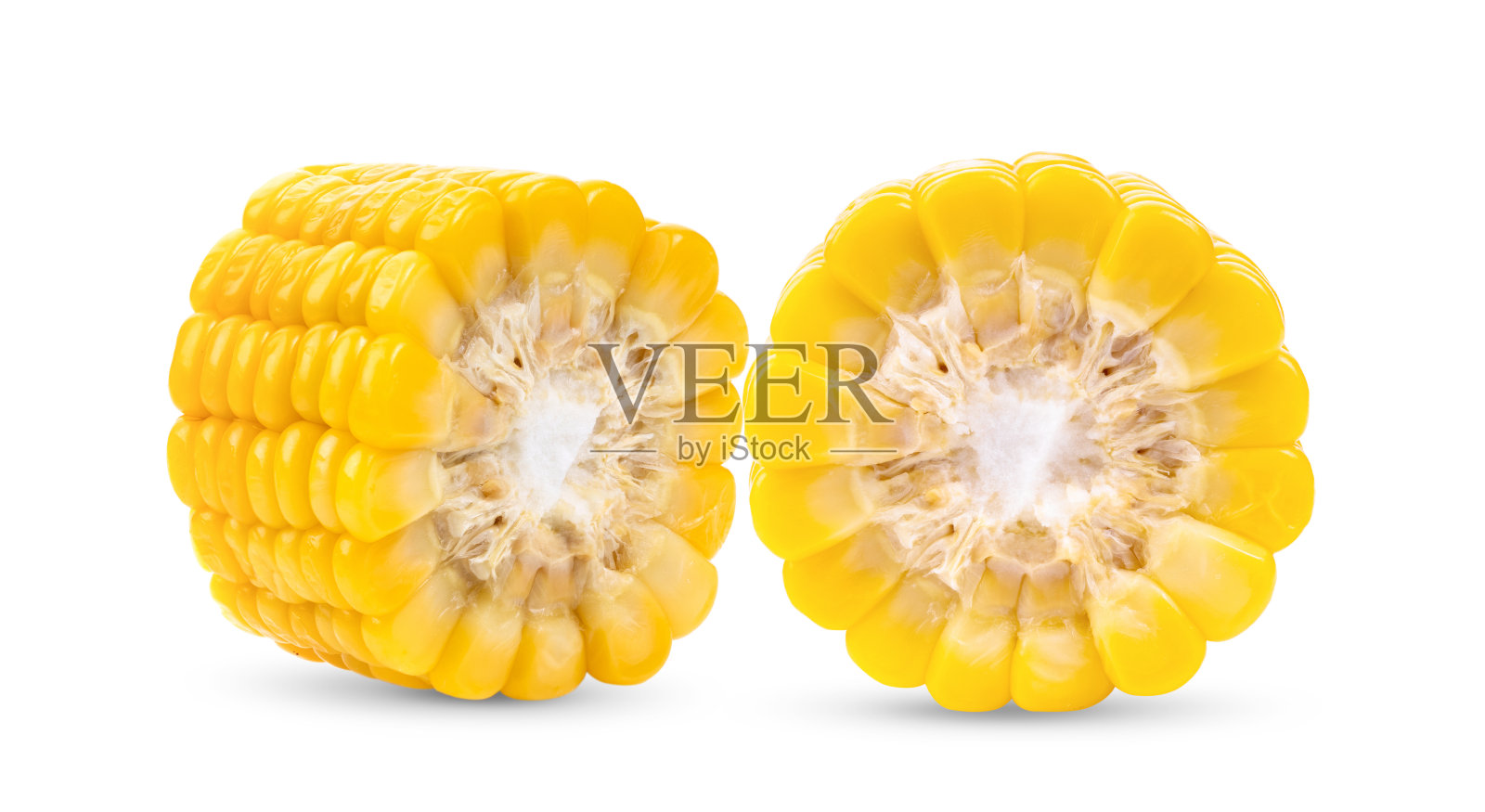 白色背景上的甜玉米照片摄影图片