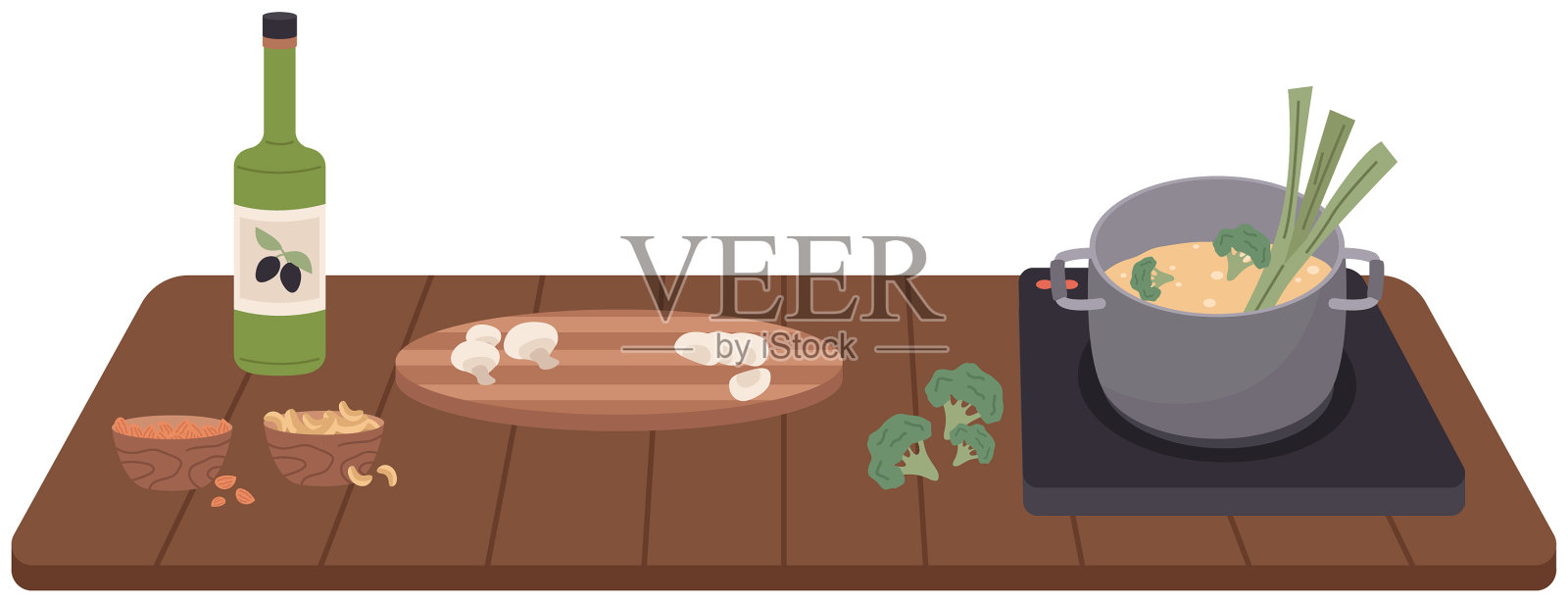 准备素汤或素粥的过程设计元素图片