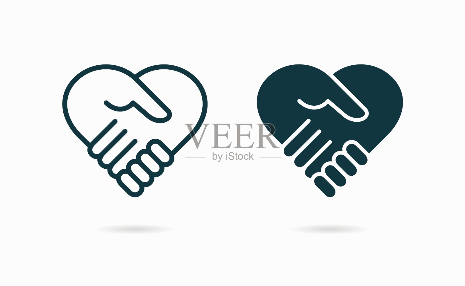 握手的心的象征插画图片素材