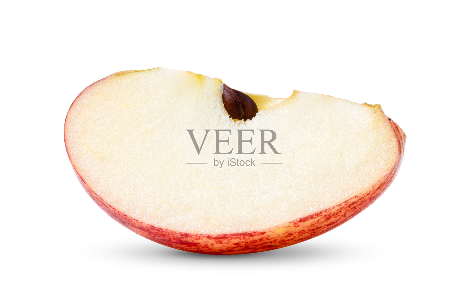 没有种子的红苹果切片，孤立在白色上照片摄影图片