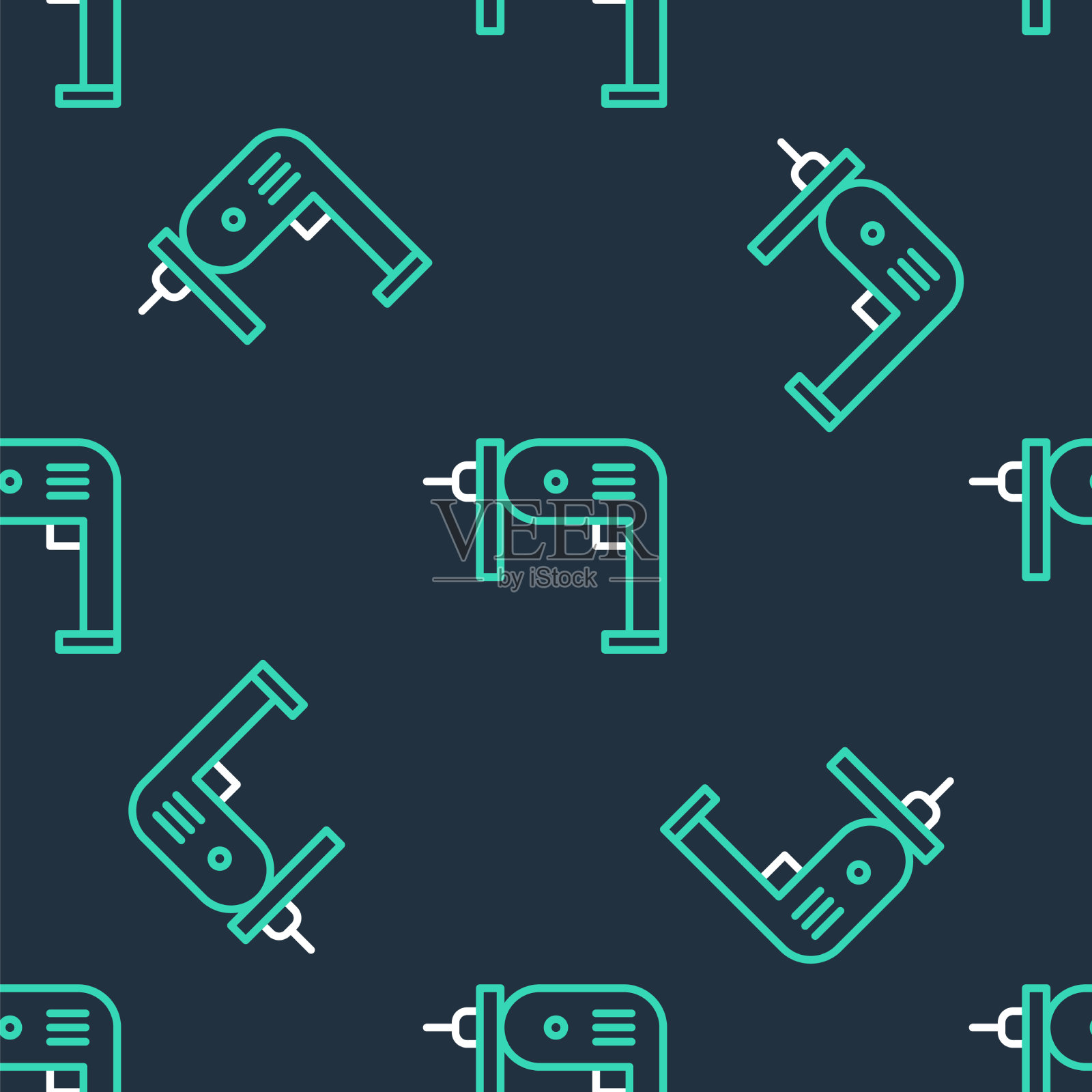 线电钻机图标隔离无缝插画图片素材