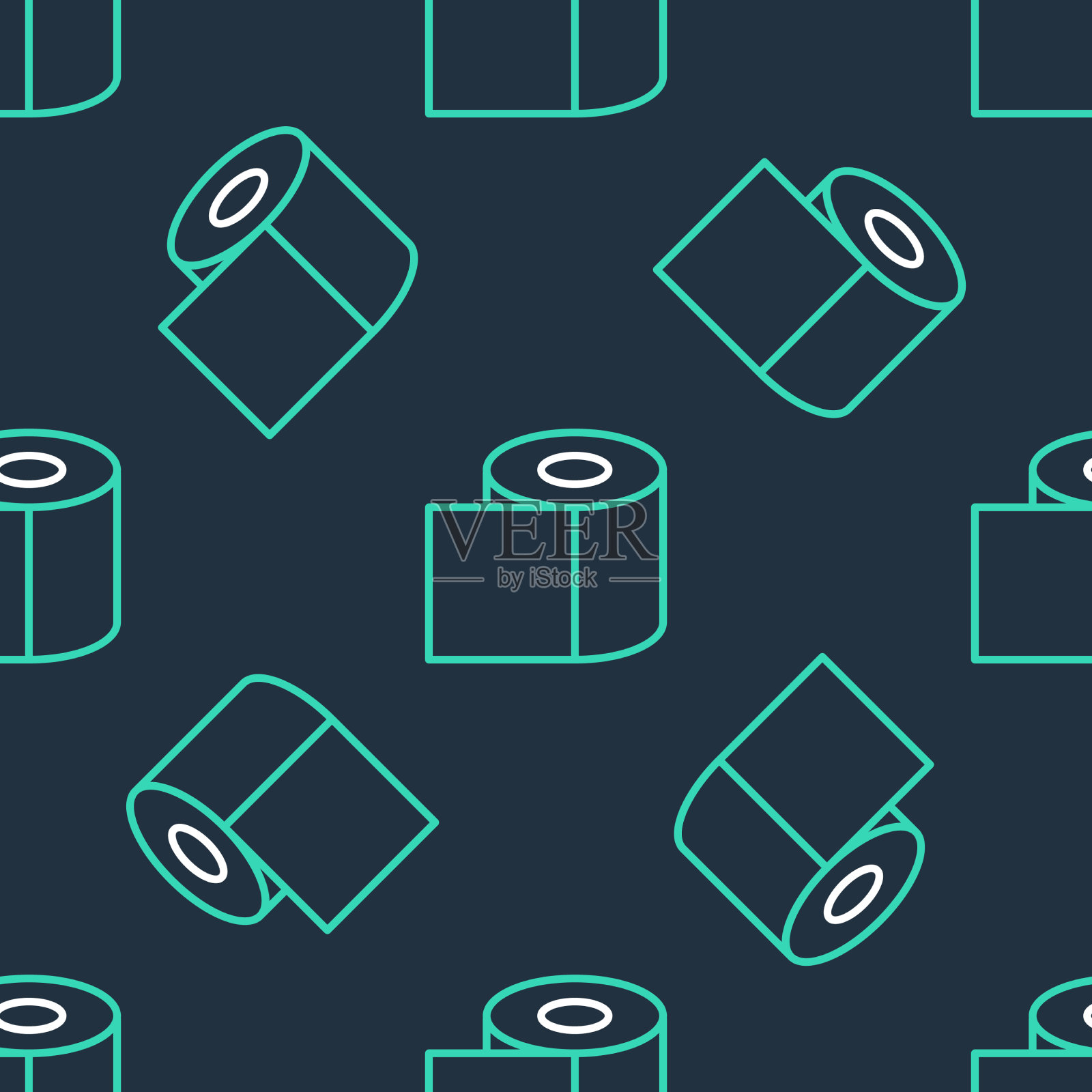 线厕纸卷图标隔离无缝插画图片素材