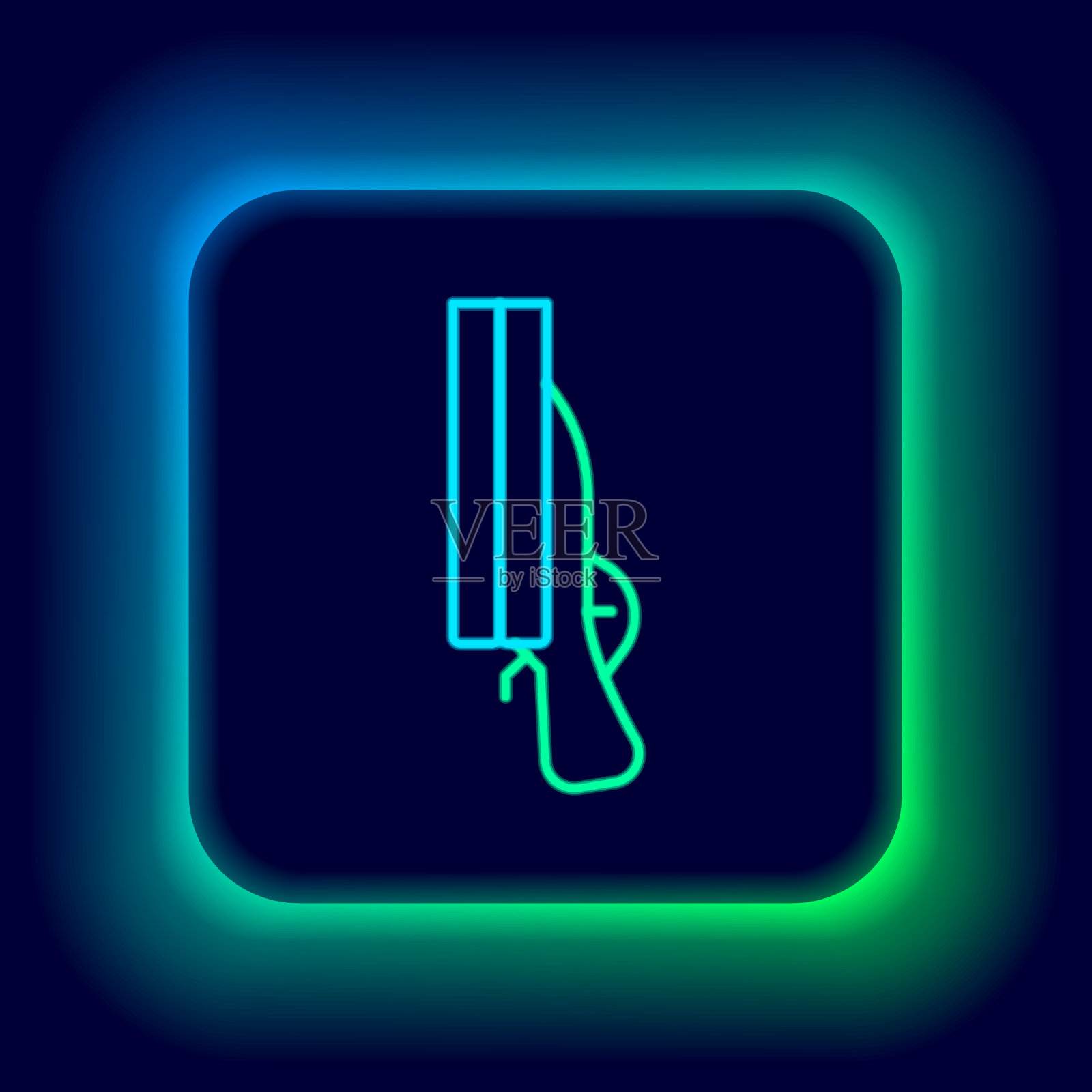 发光的霓虹灯线散弹枪图标孤立在黑色插画图片素材