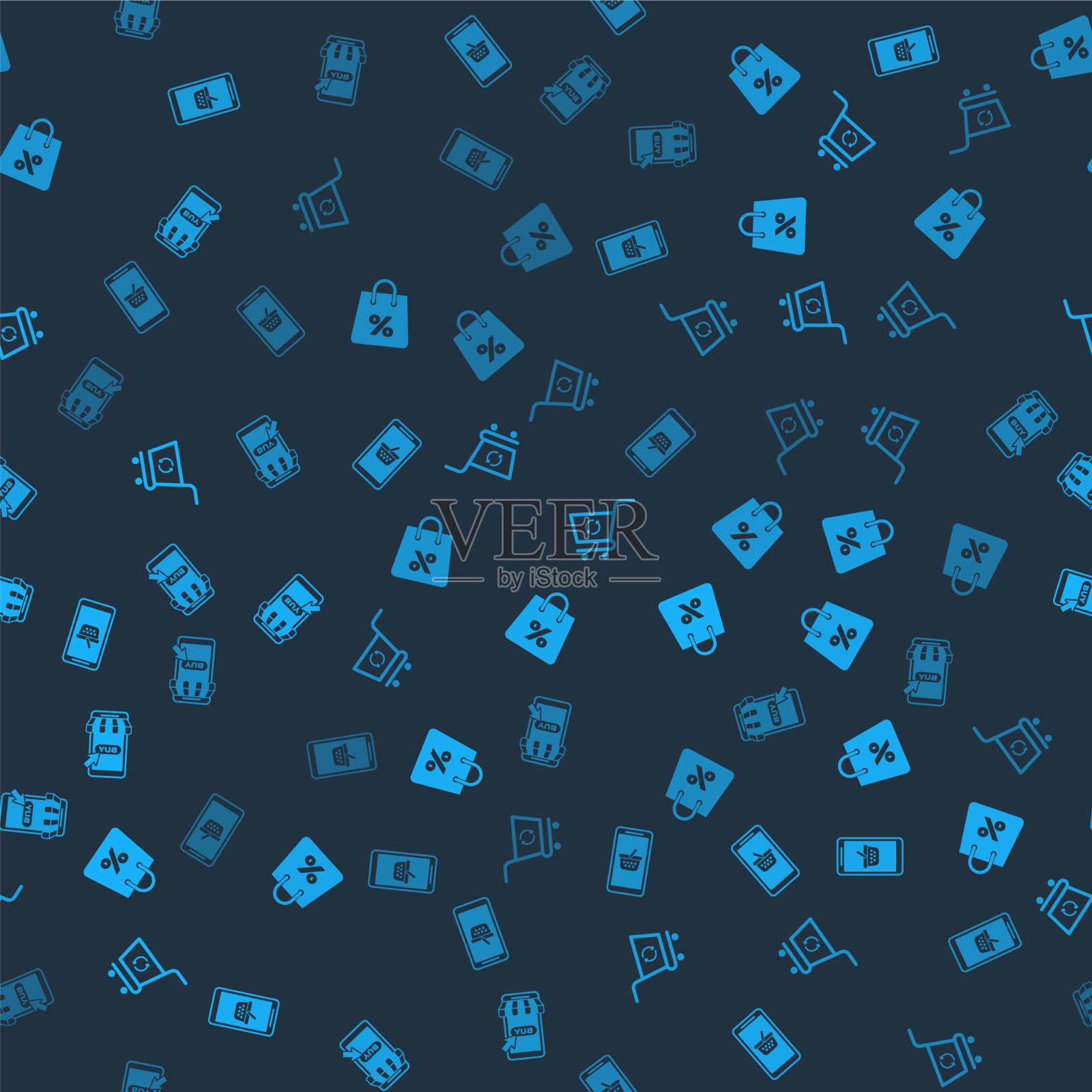 集移动购物篮和购物袋于一体图标素材