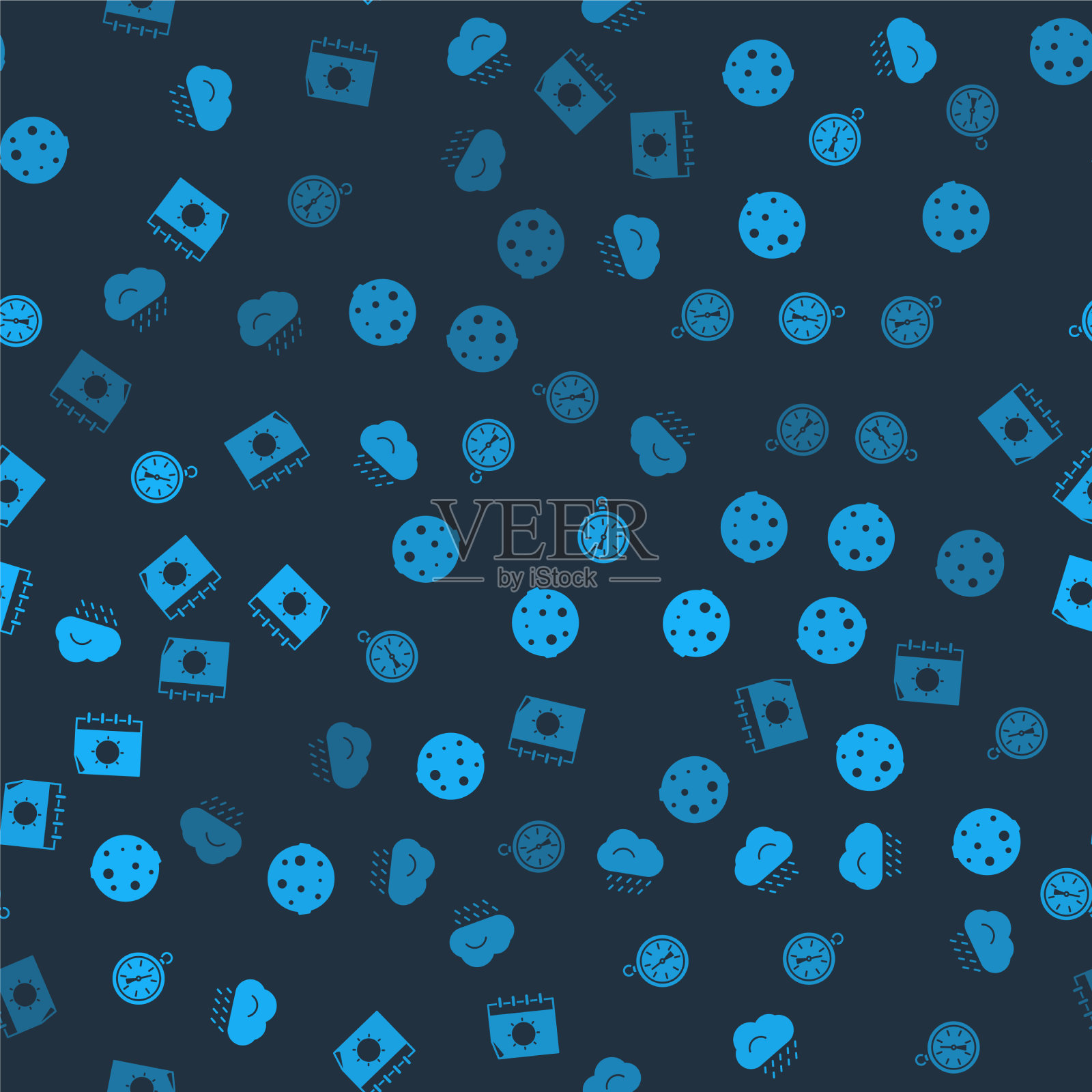 云与雨月亮罗盘和日历图标素材