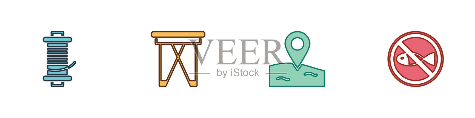 垂钓折叠椅旋转卷轴图标素材