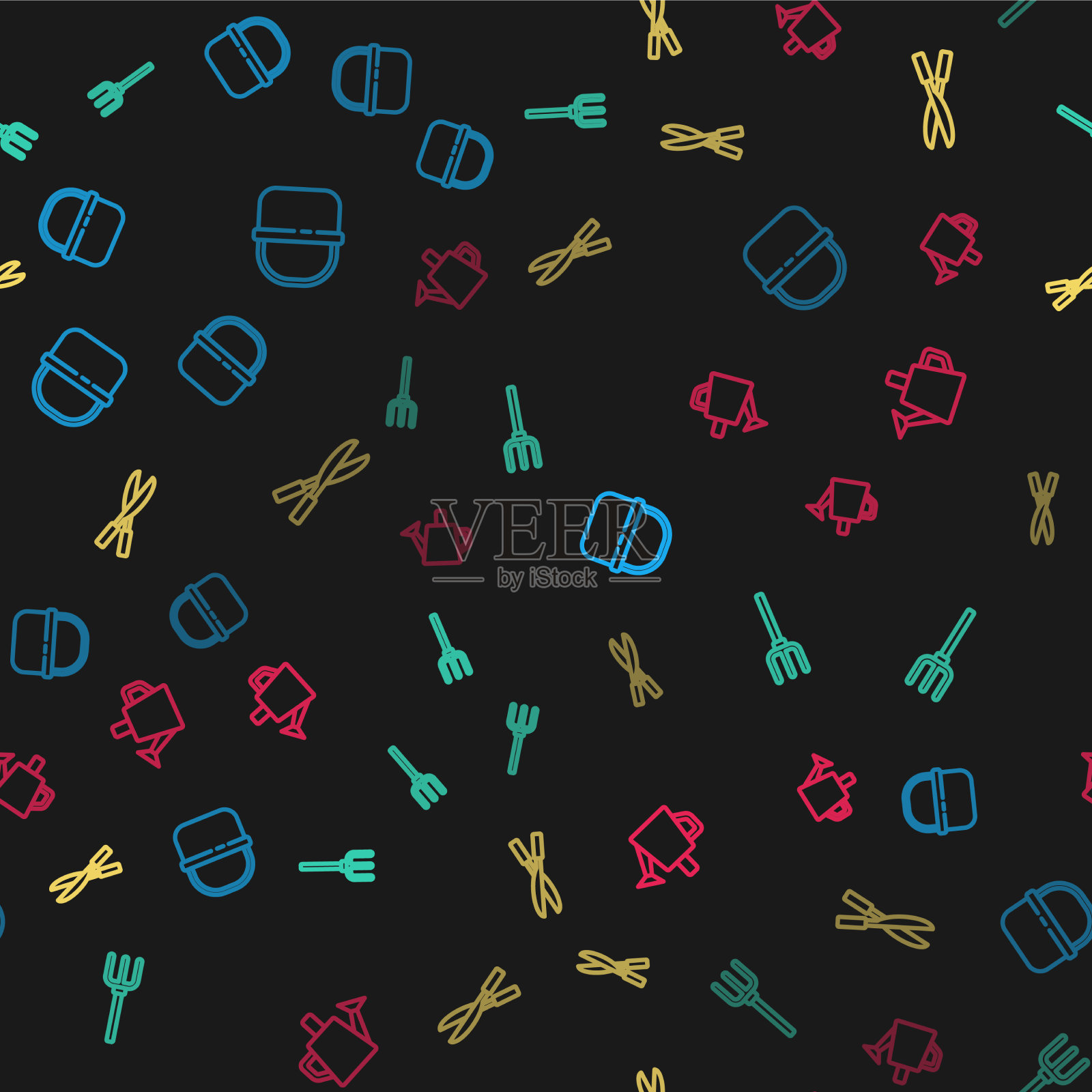 设线篮花园，干草叉园艺图标素材