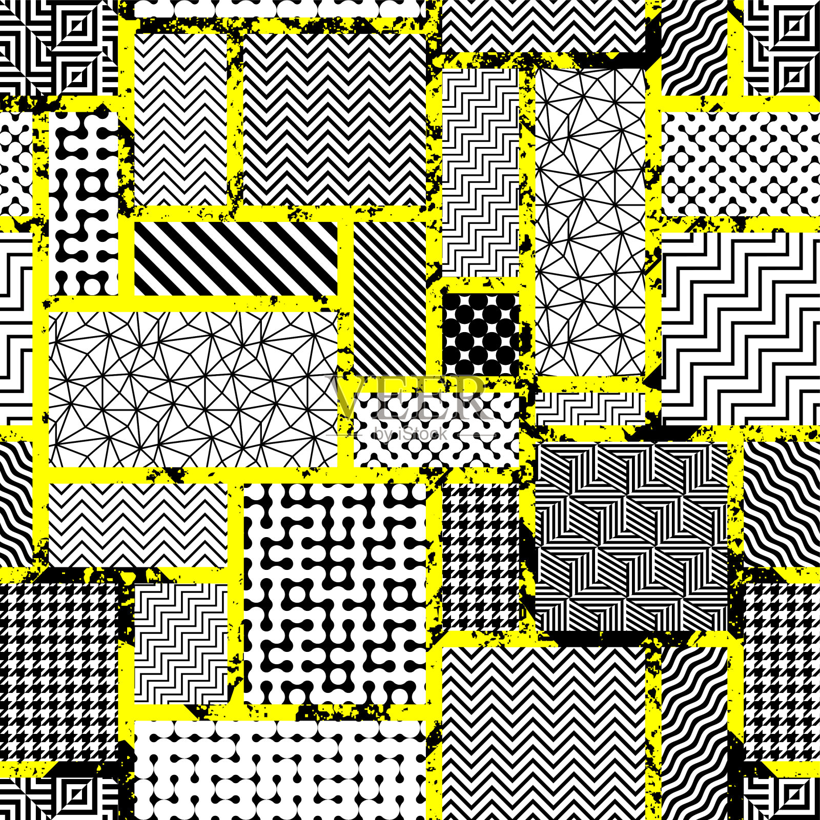 几何抽象图案拼接风格插画图片素材