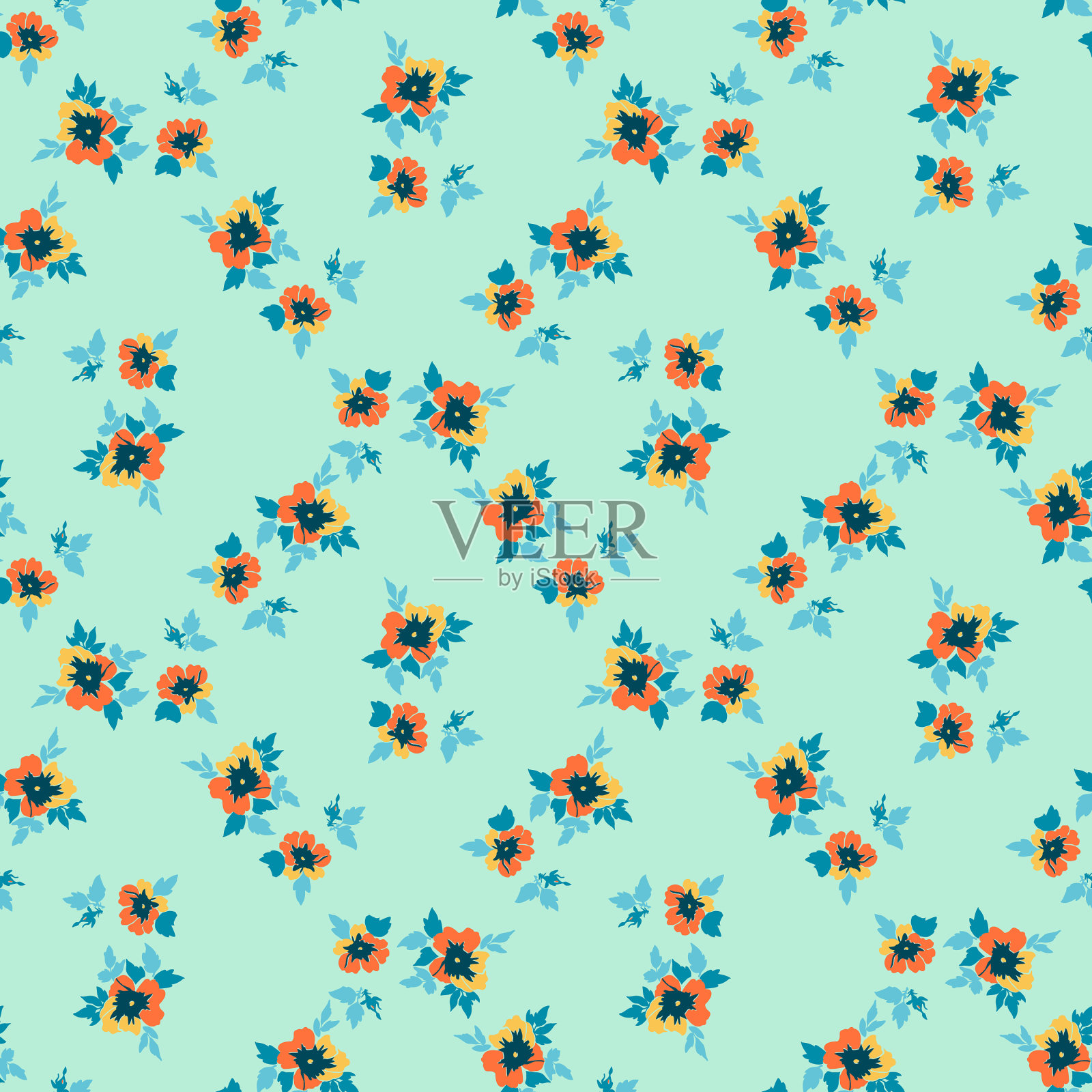 花儿朵朵盛开，玫瑰花期无缝衔接插画图片素材