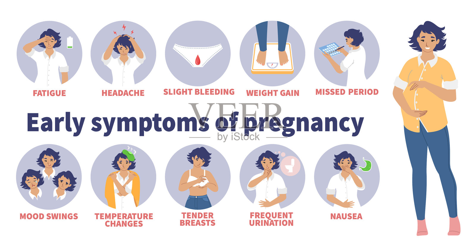 早期迹象和症状妊娠插画图片素材