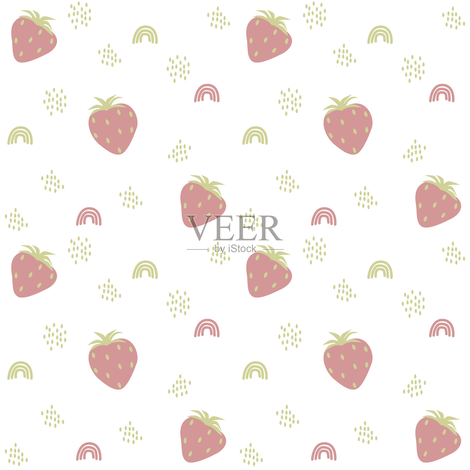 图案与草莓插图和装饰插画图片素材