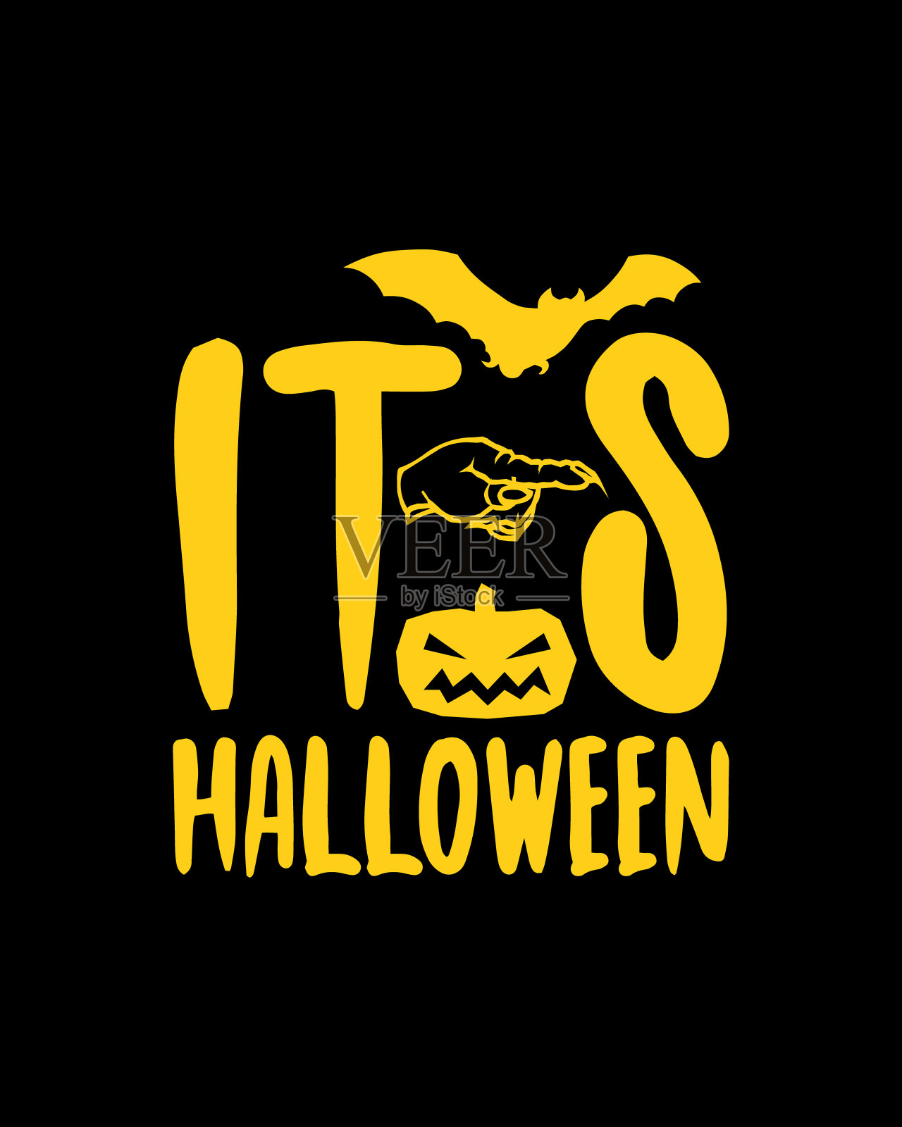 它年代万圣节。手绘排版海报设计。溢价向量。插画图片素材