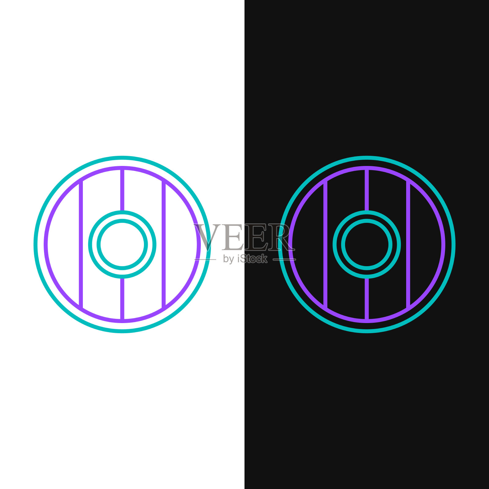 线圆形木盾牌图标孤立在白色插画图片素材