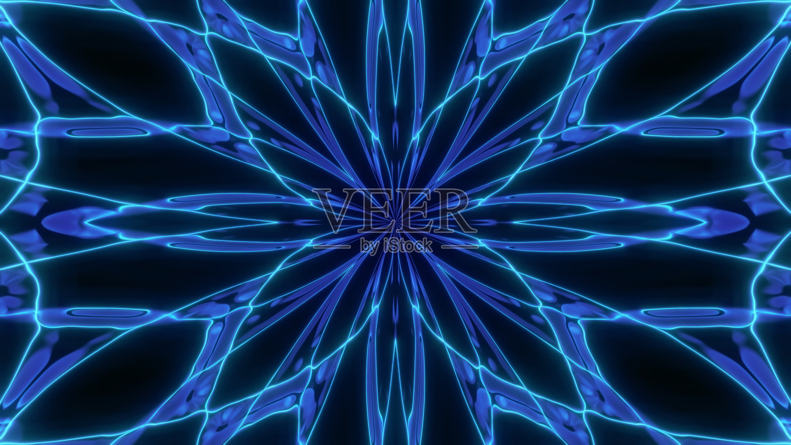 抽象的宇宙混沌背景。对称的万花筒背景液体催眠射线。插画图片素材