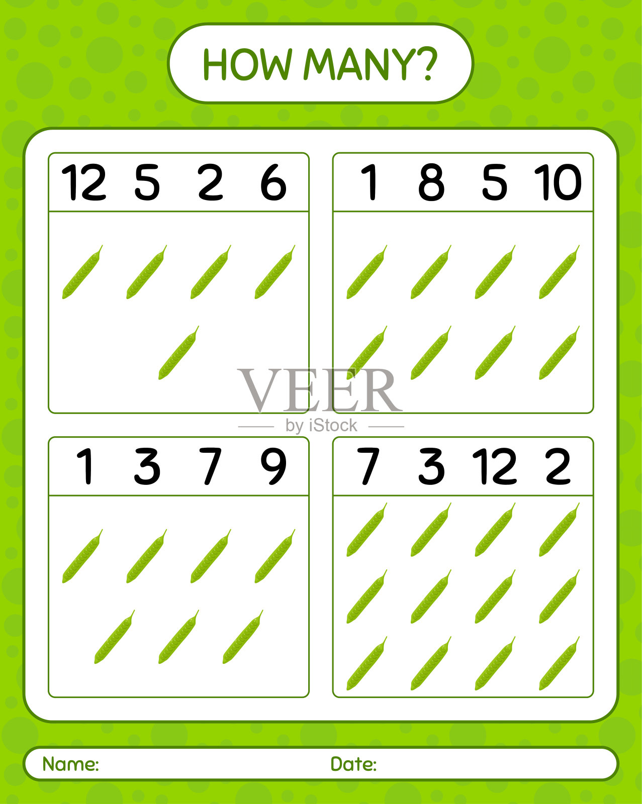 跟佩泰有多少个数数游戏。学龄前儿童的工作表，儿童活动表，可打印的工作表插画图片素材