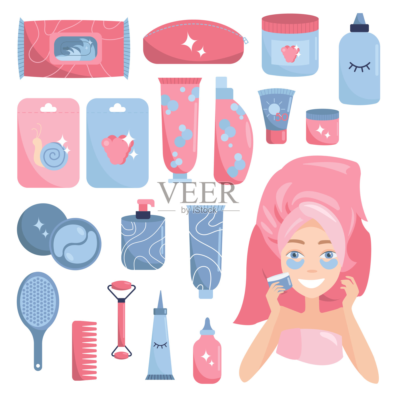 各种化妆品套装插画图片素材