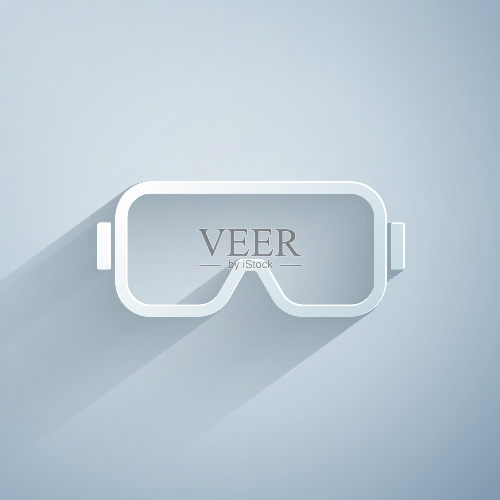 剪纸潜水面具图标孤立在灰色插画图片素材