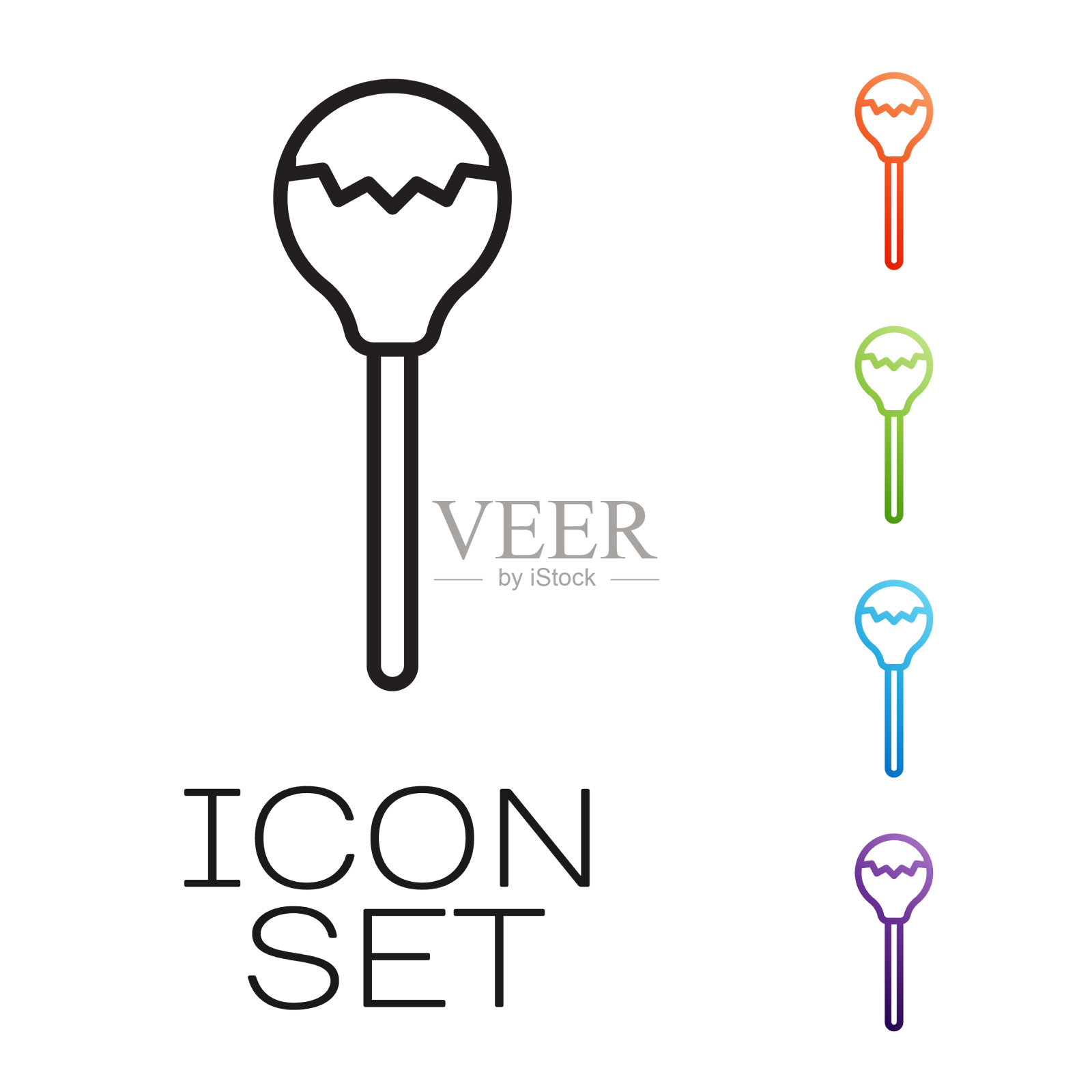 黑线棒棒糖图标孤立在白色上图标素材