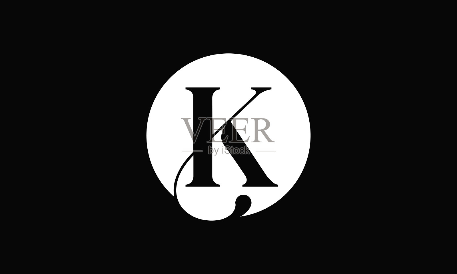 初始K字母黑色颜色与白色背景标志设计矢量模板。抽象字母K标志设计设计元素图片