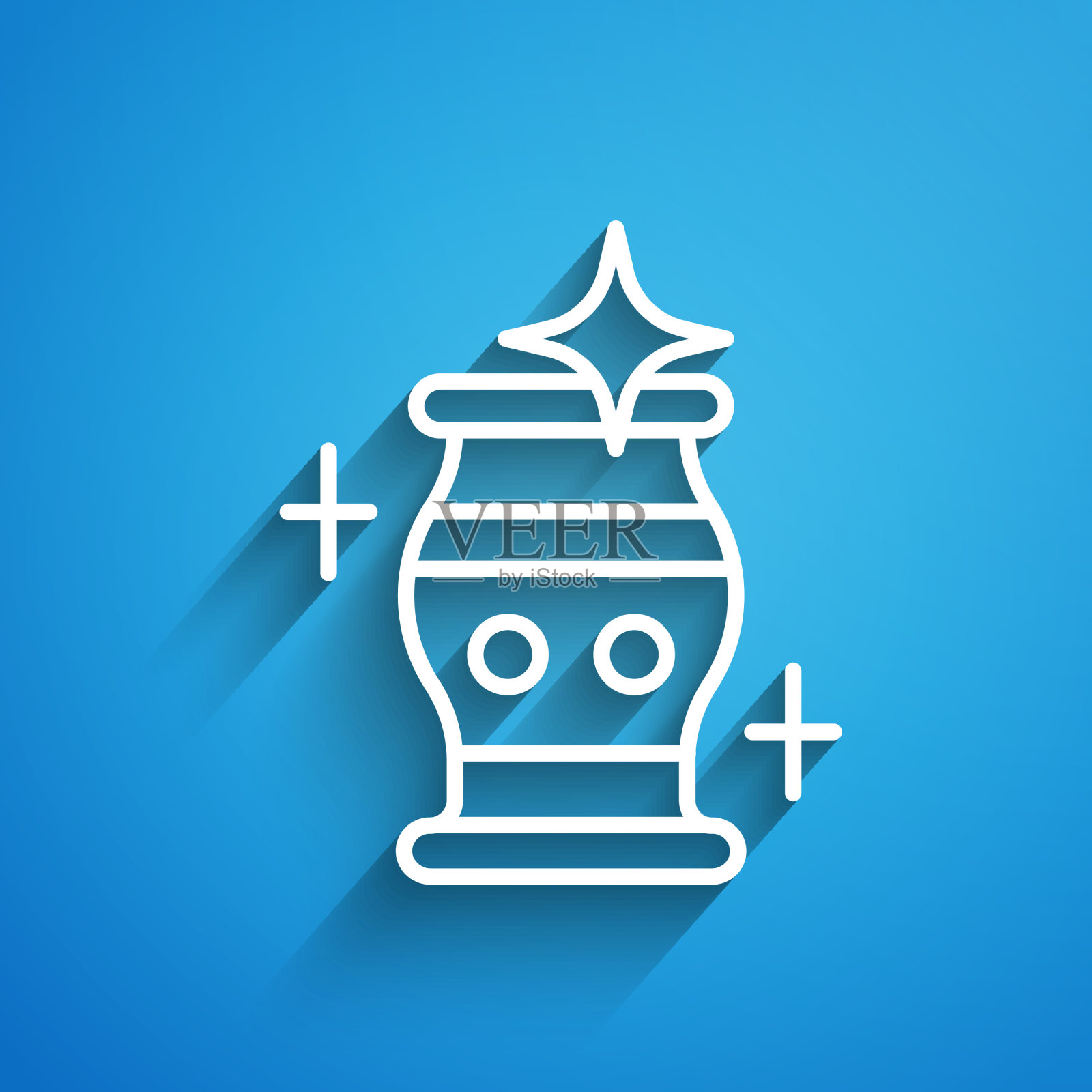 白色线干净花瓶图标孤立在蓝色图标素材