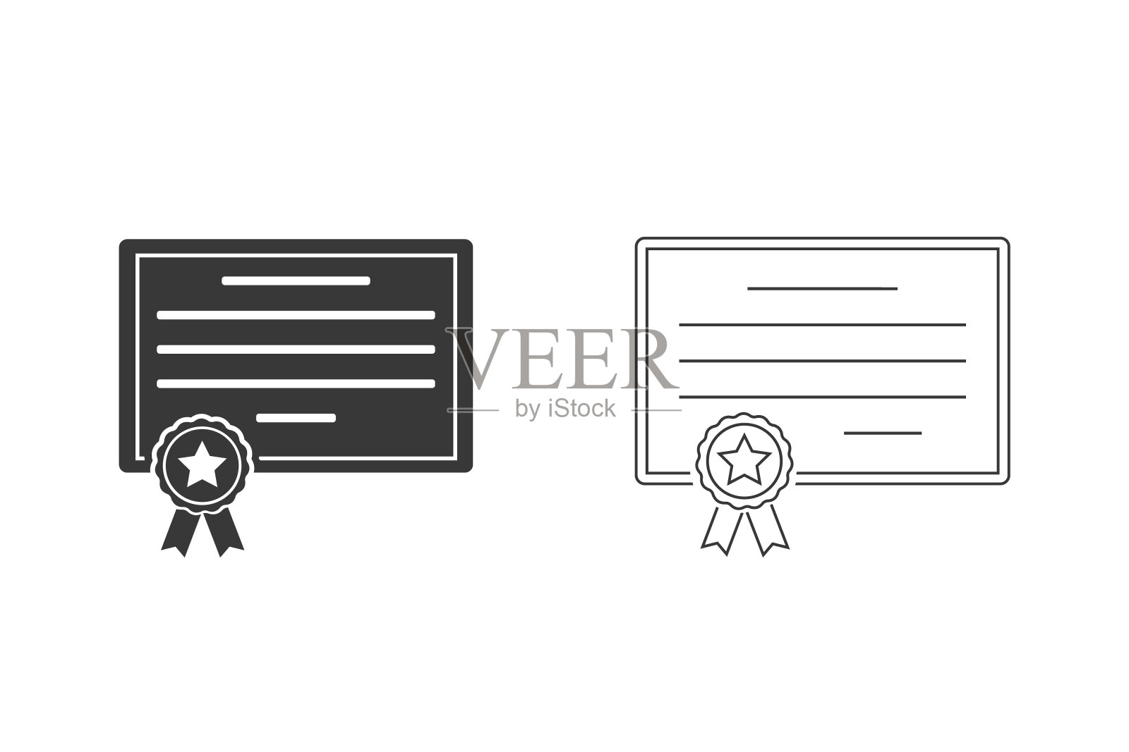 证书图标设置为平面样式。向量插画图片素材