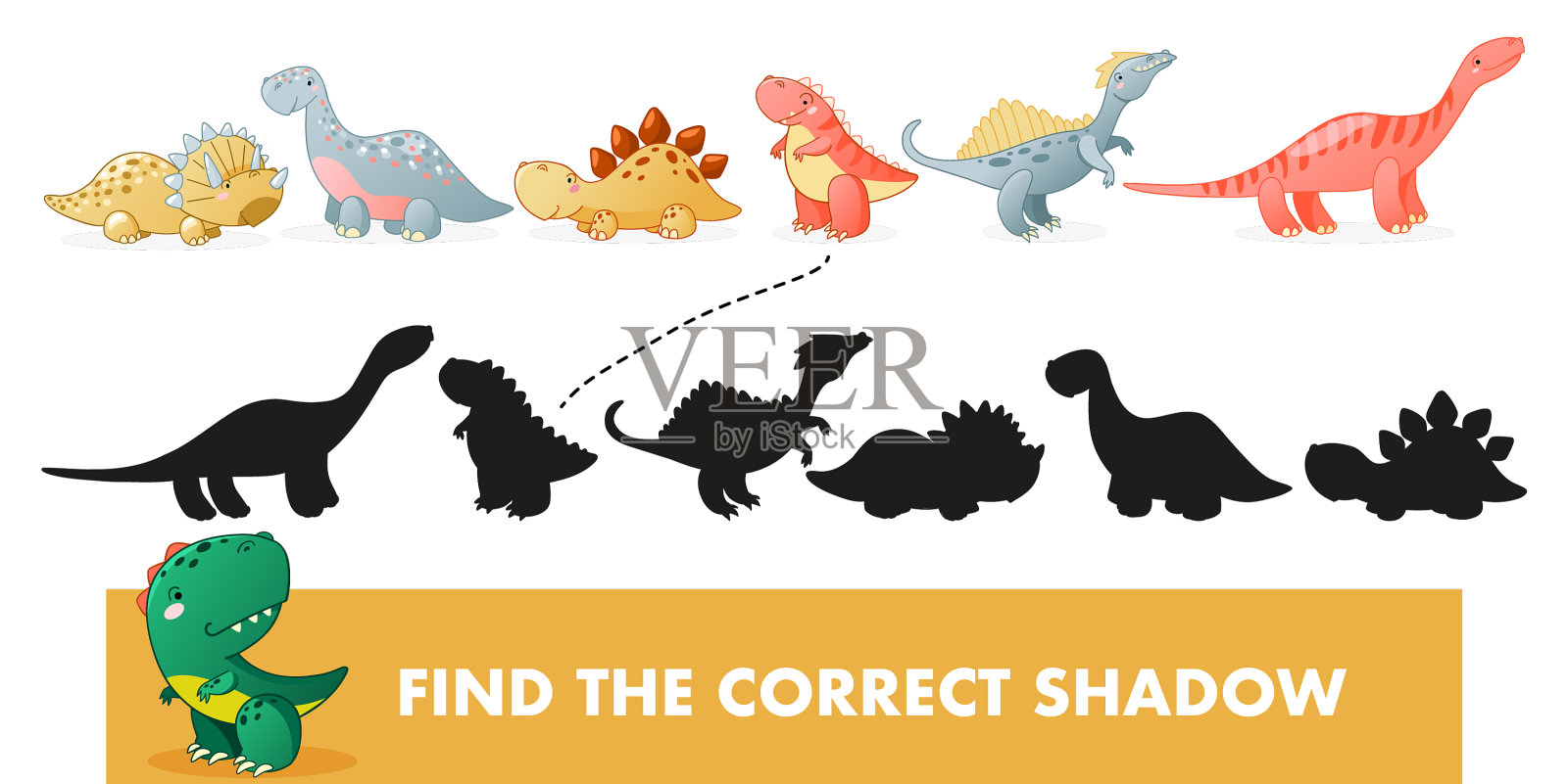 孩子与恐龙的教育游戏插画图片素材