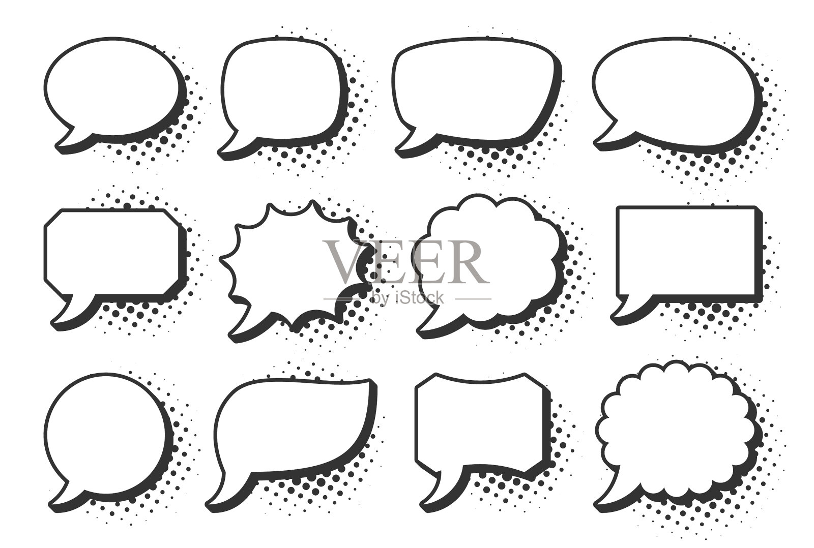 漫画波普艺术演讲泡泡半色调复古框架插画图片素材