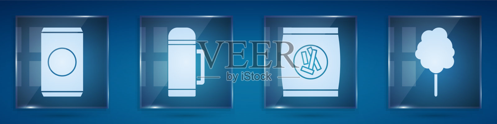 汽水罐与吸管热水瓶容器硬图标素材