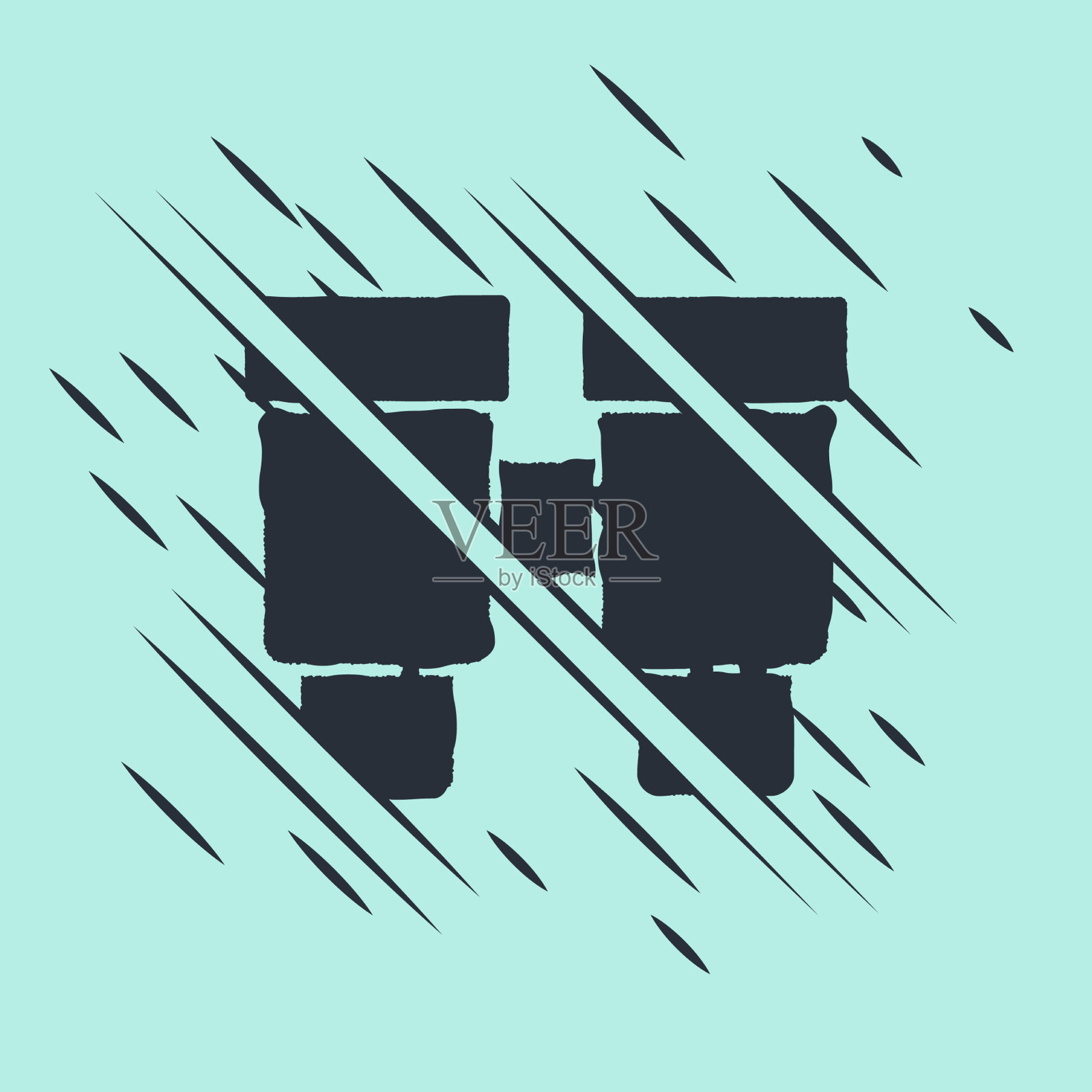 黑色双筒望远镜图标孤立在绿色背景上插画图片素材