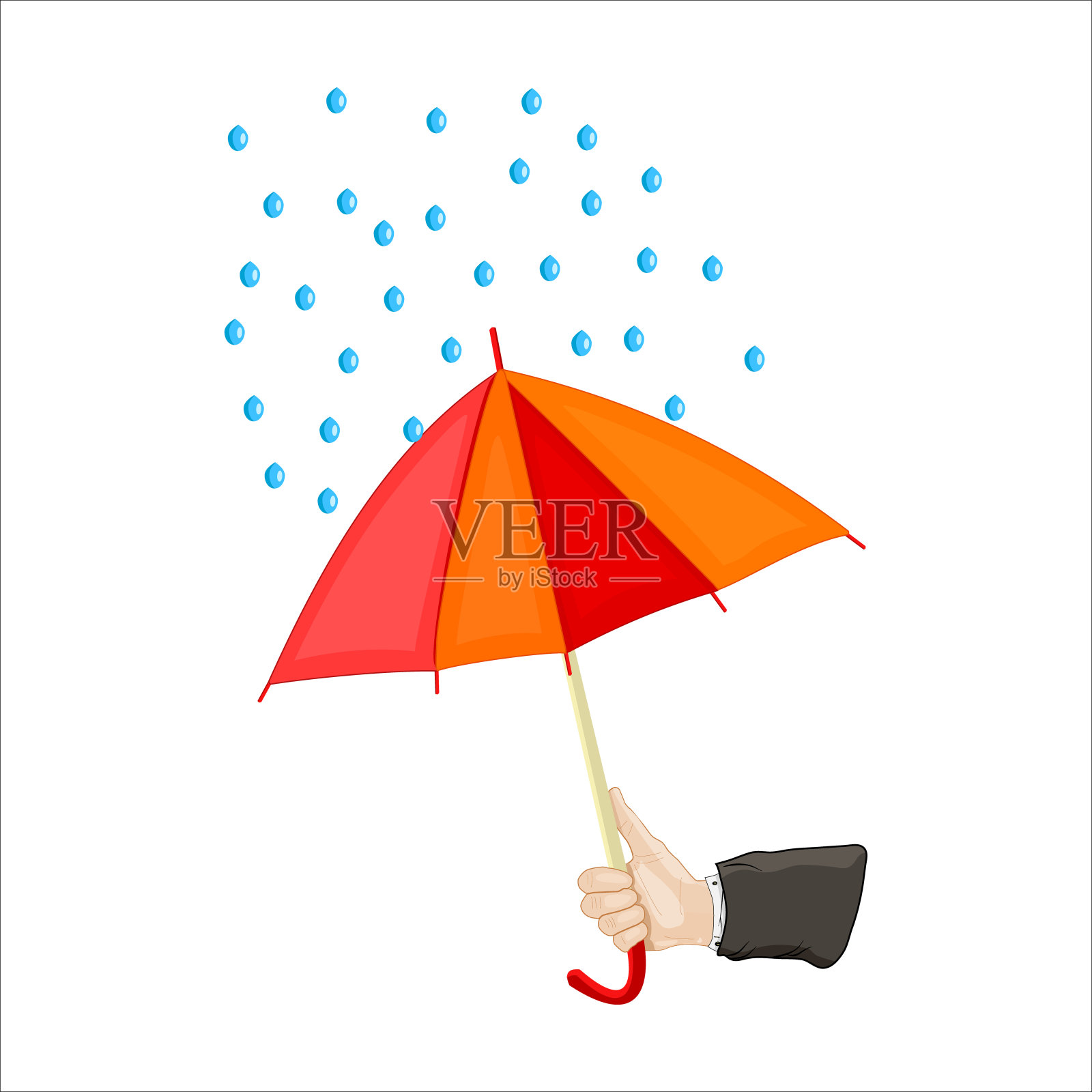 手握伞孤立在白色背景。插画图片素材