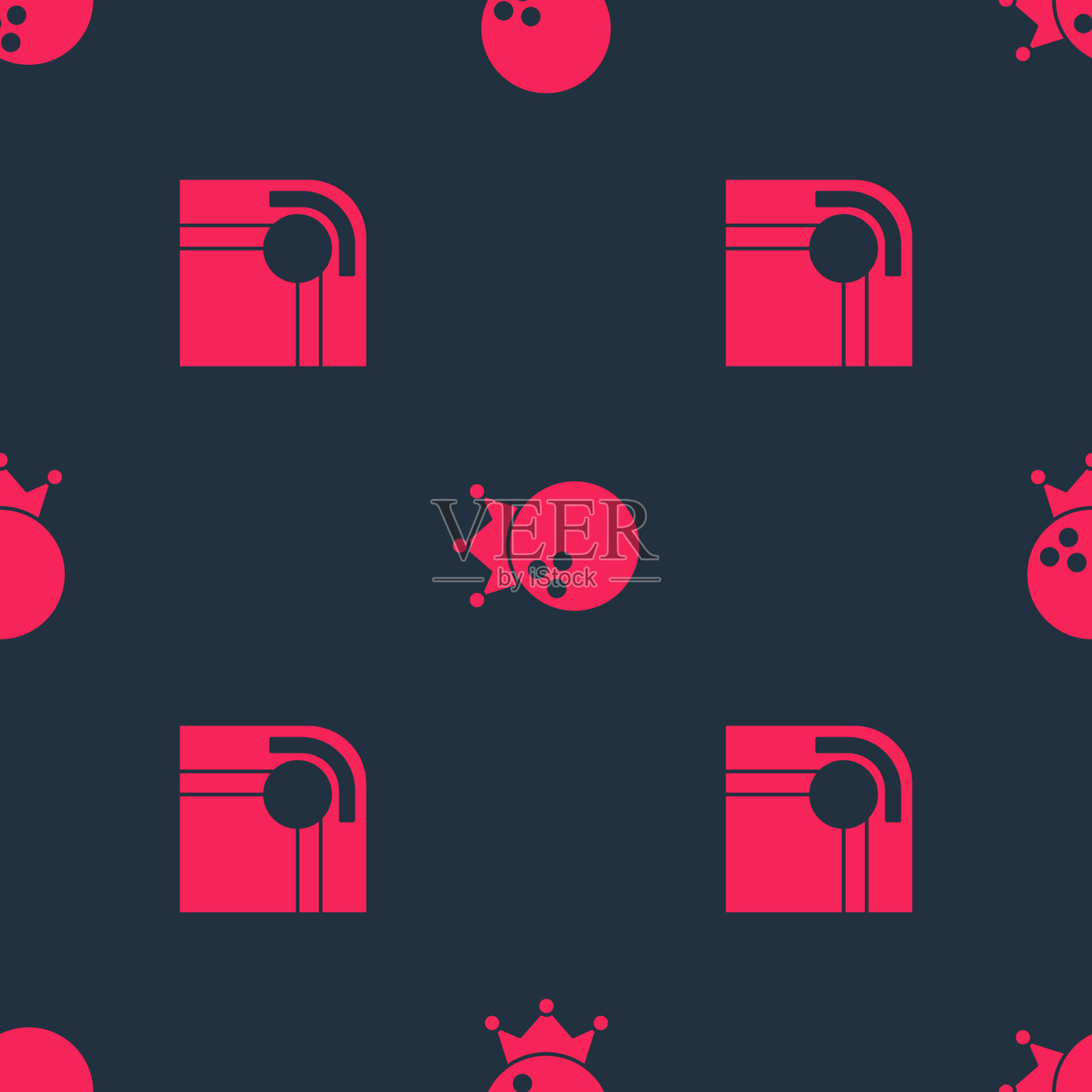 设置台球和保龄球在无缝图标素材