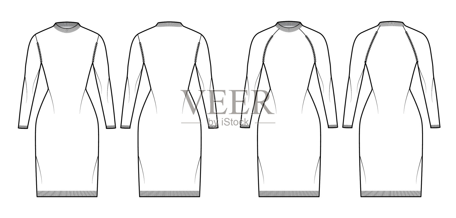 集罗纹连衣裙渔民毛衣技术插画图片素材