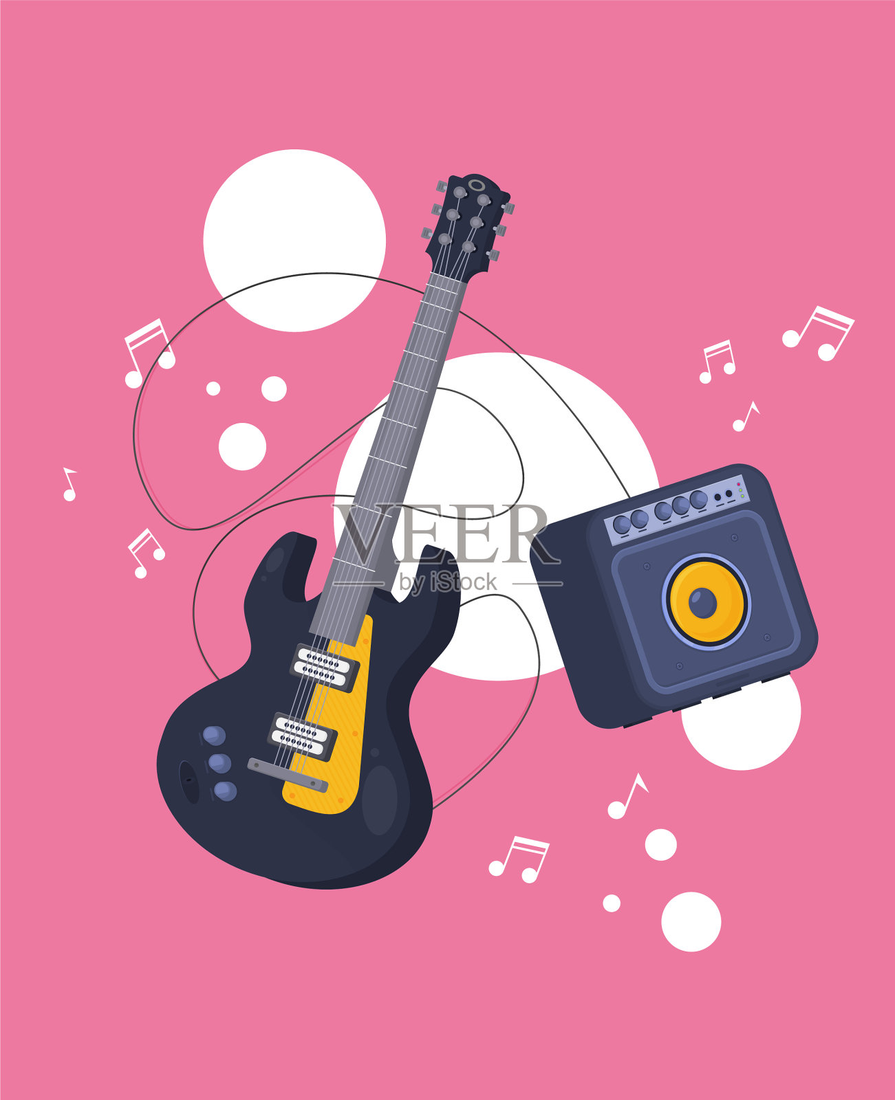 平吉他平乐器插画图片素材