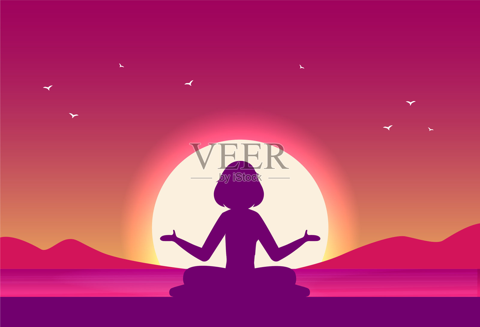 平面横幅与景观背景插画图片素材