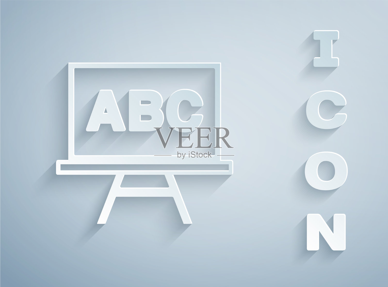 剪纸黑板图标孤立在灰色插画图片素材