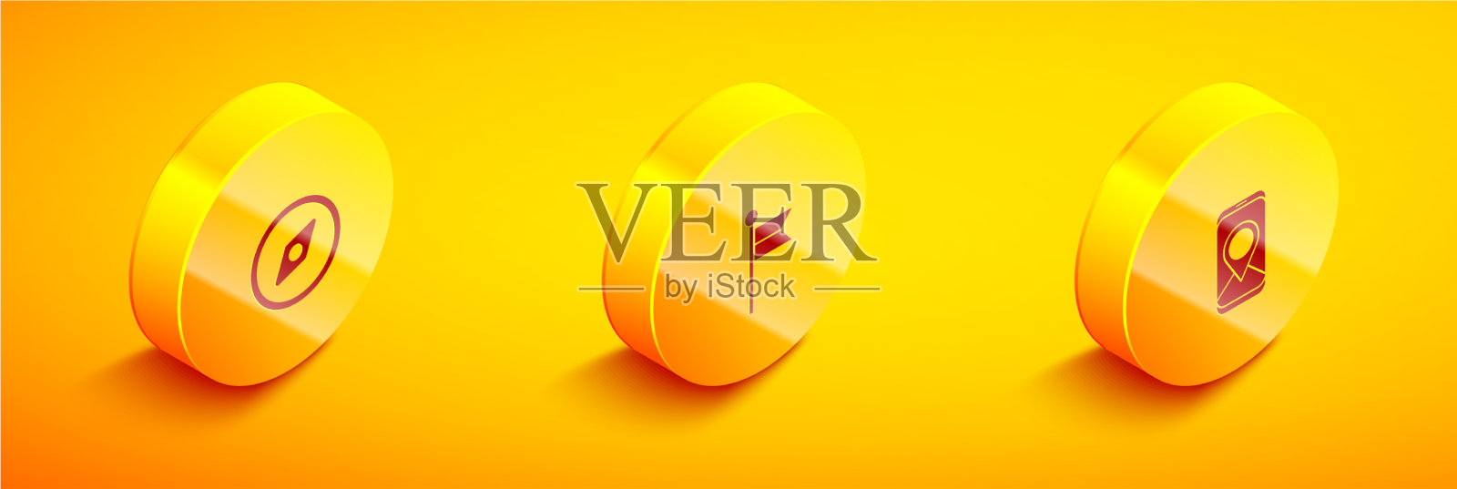 设置等距罗盘位置标记和城市图标素材