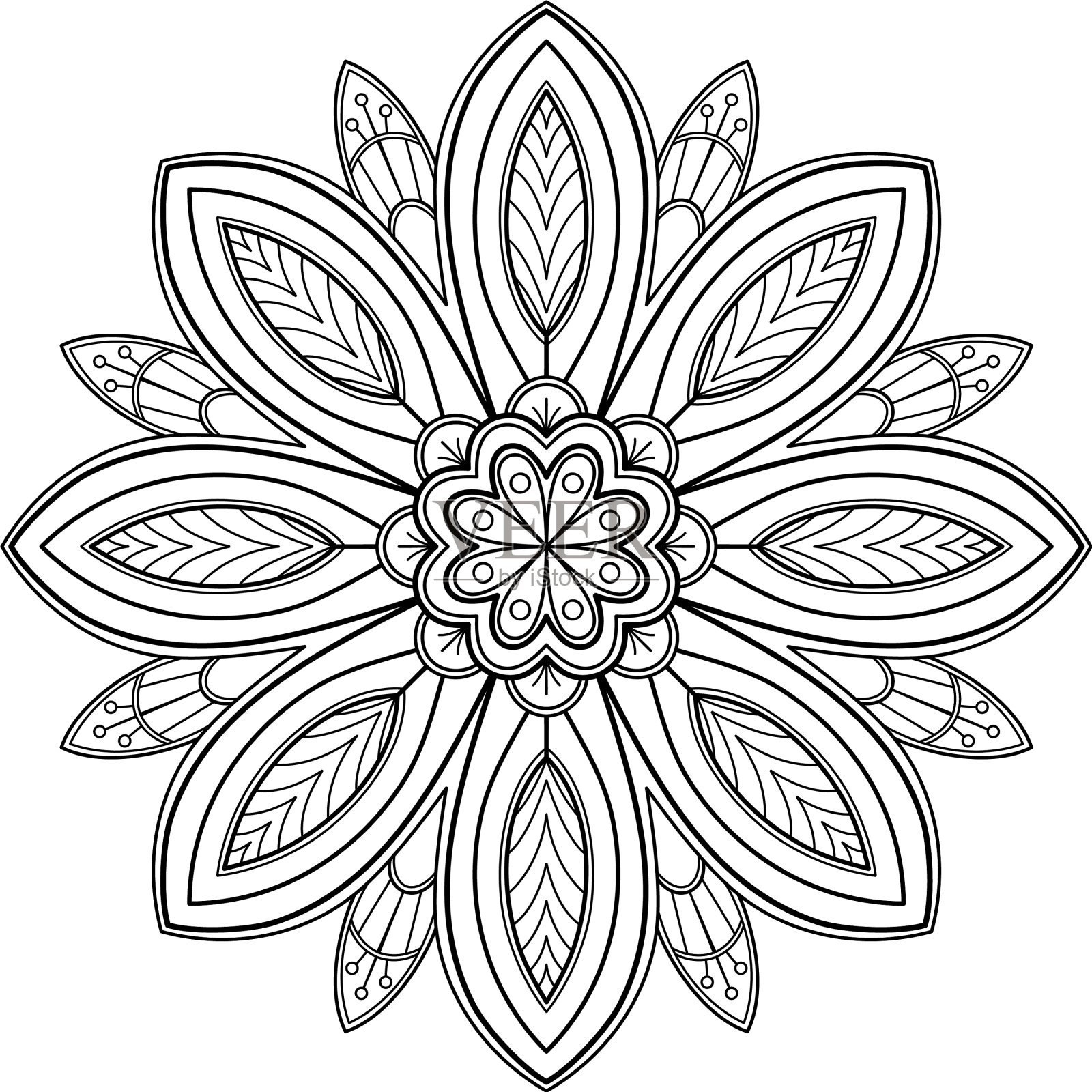 曼荼罗图案着色书墙纸设计艺术插画图片素材