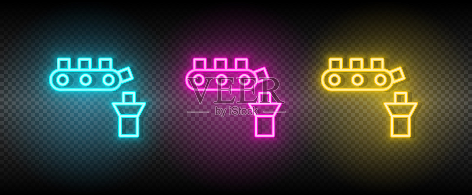 流水线输送带霓虹图标设置图标素材