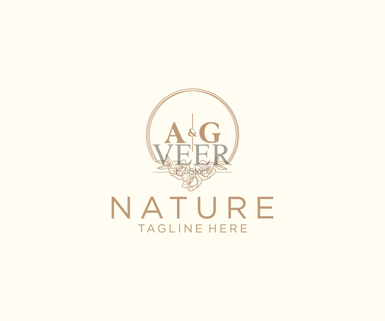 字母的首字母，植物的框架插画图片素材