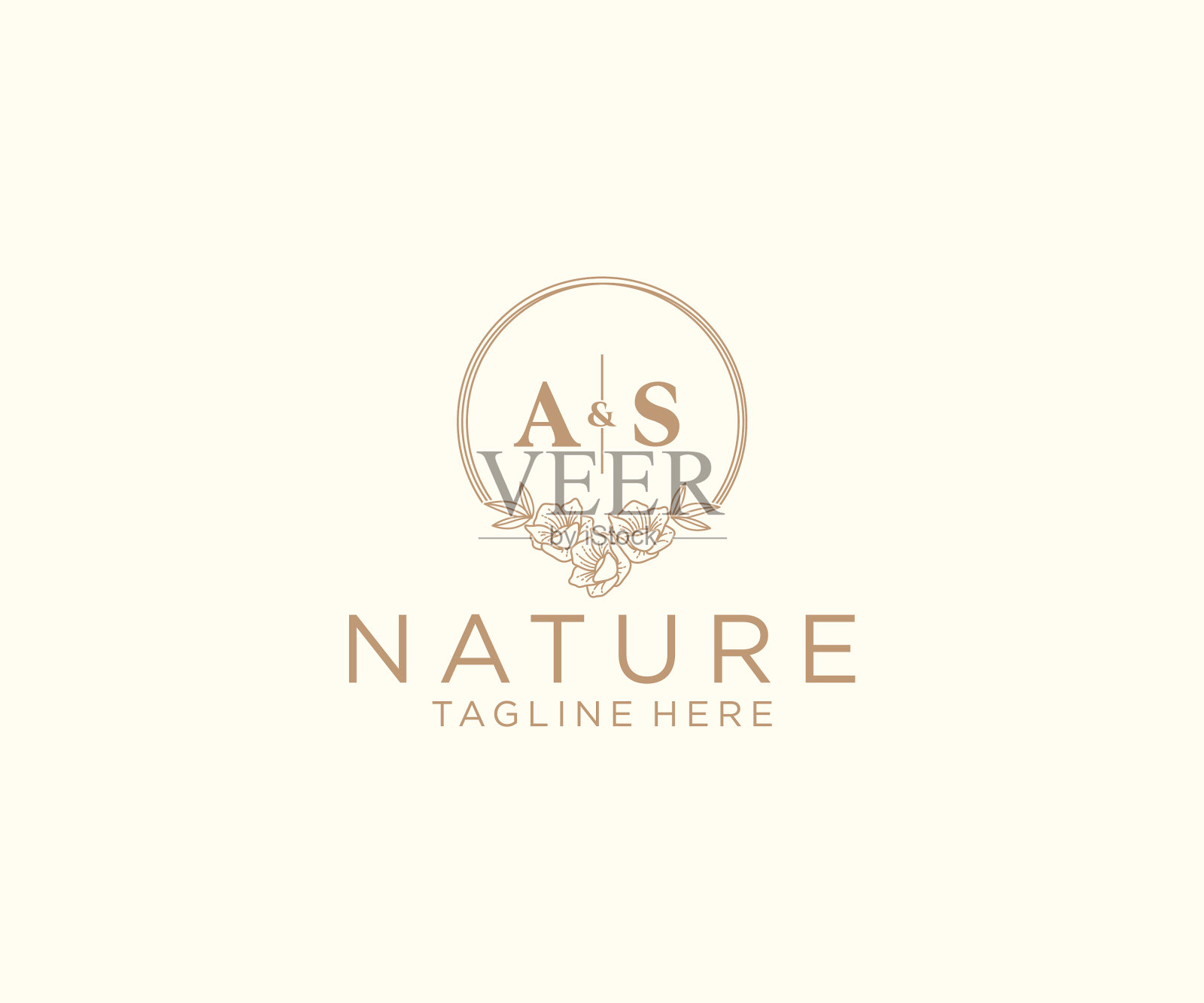 字母的首字母，有植物的框架插画图片素材