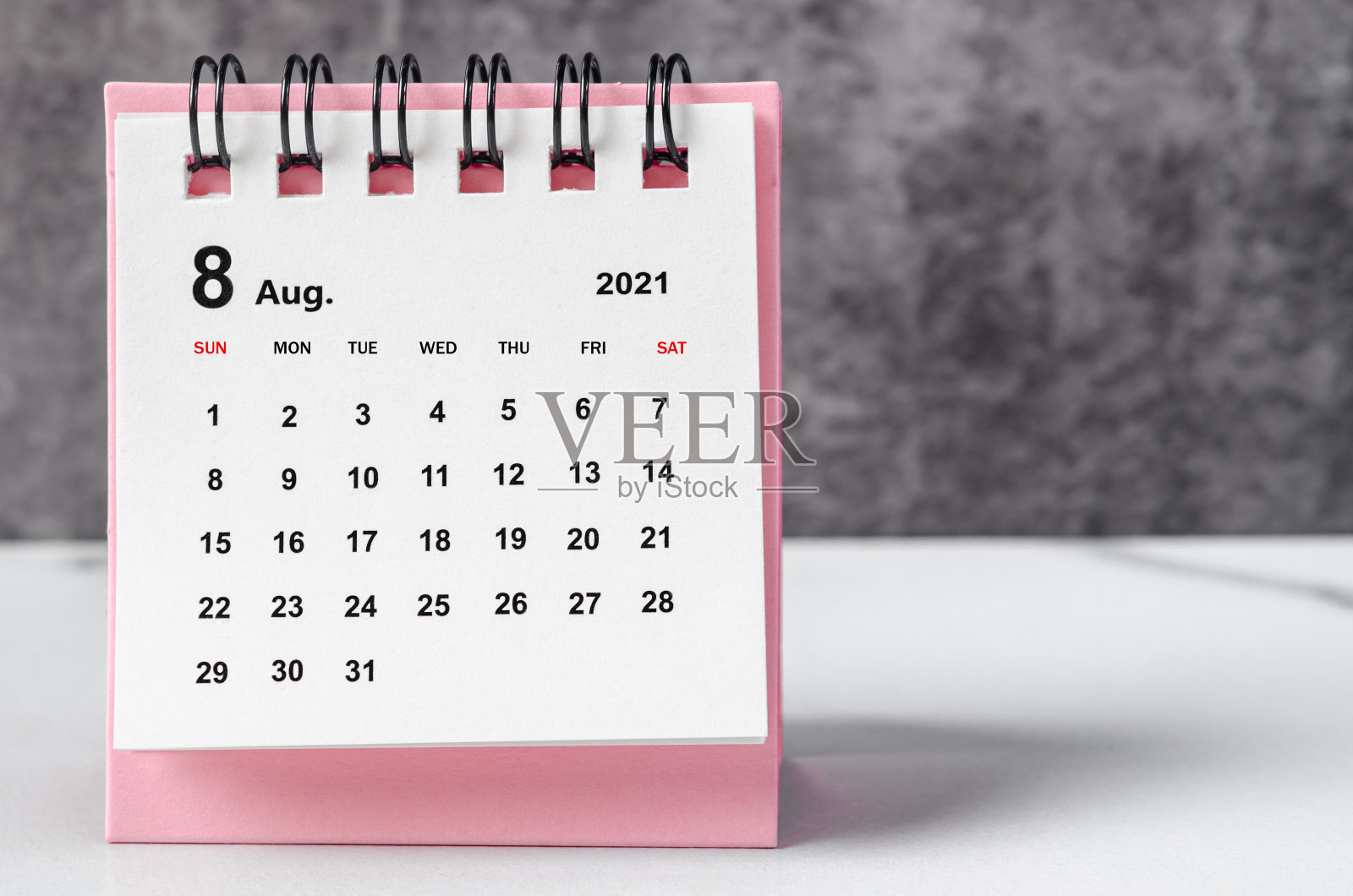 迷你日历2021年8月。照片摄影图片