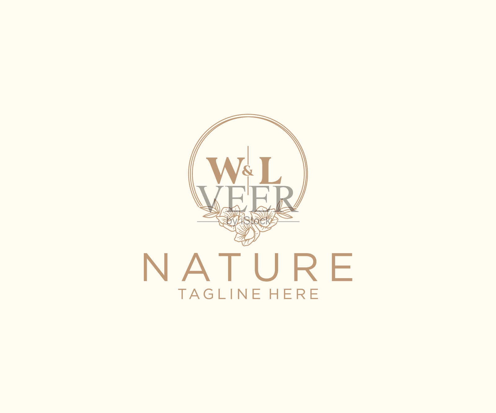 首字母wl花框架植物插画图片素材