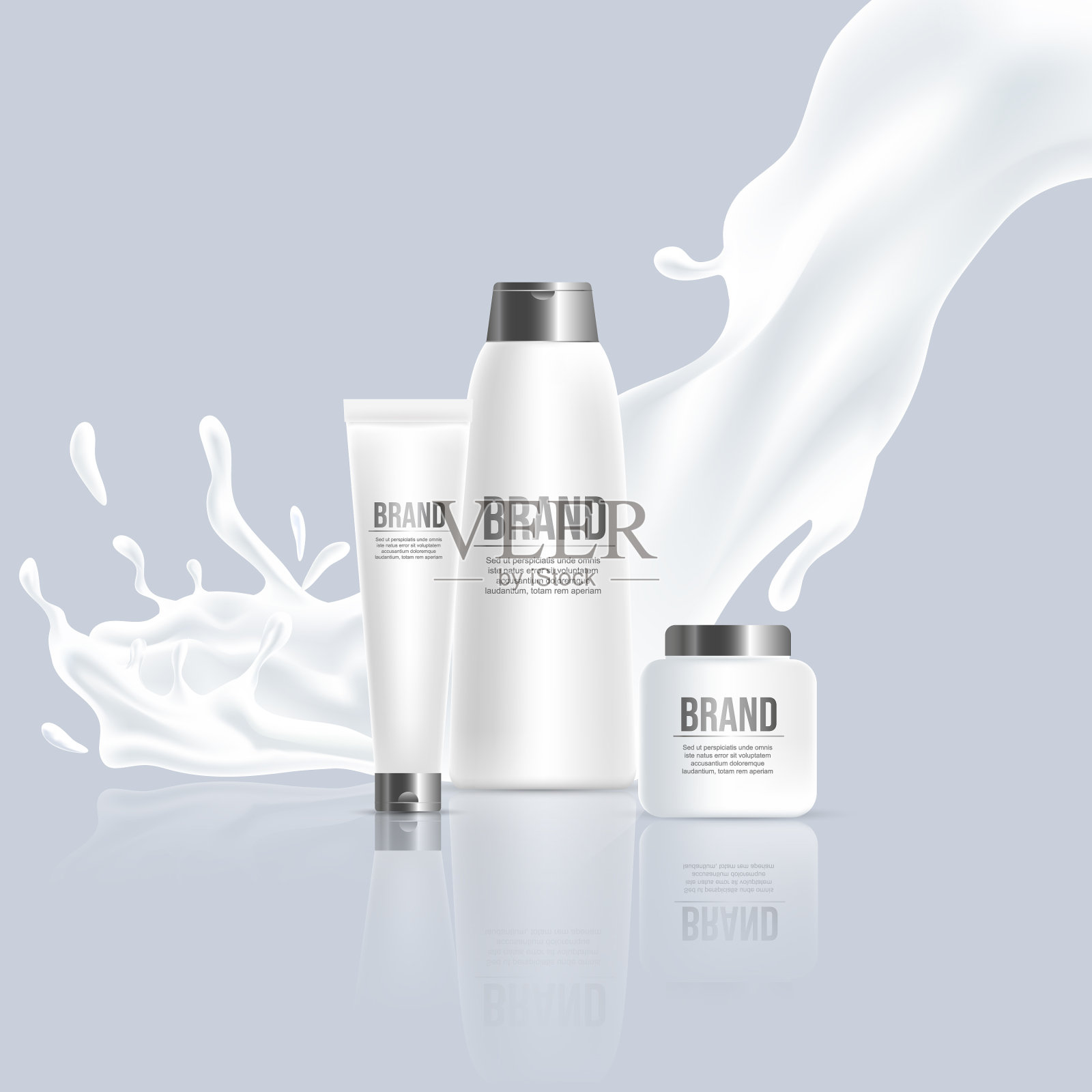 化妆美容产品逼真的海报插画图片素材