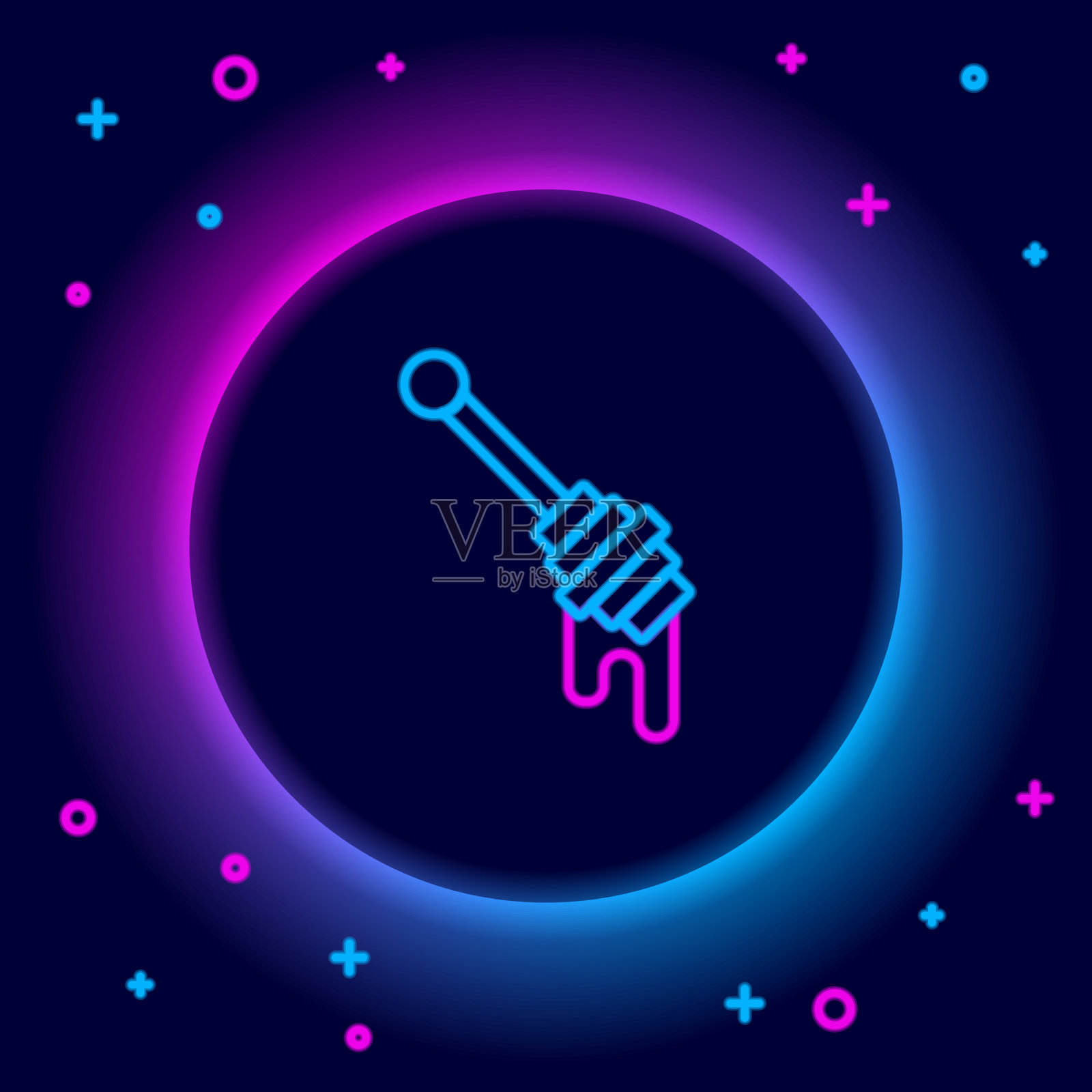 发光的霓虹灯线蜂蜜斗棒图标孤立插画图片素材