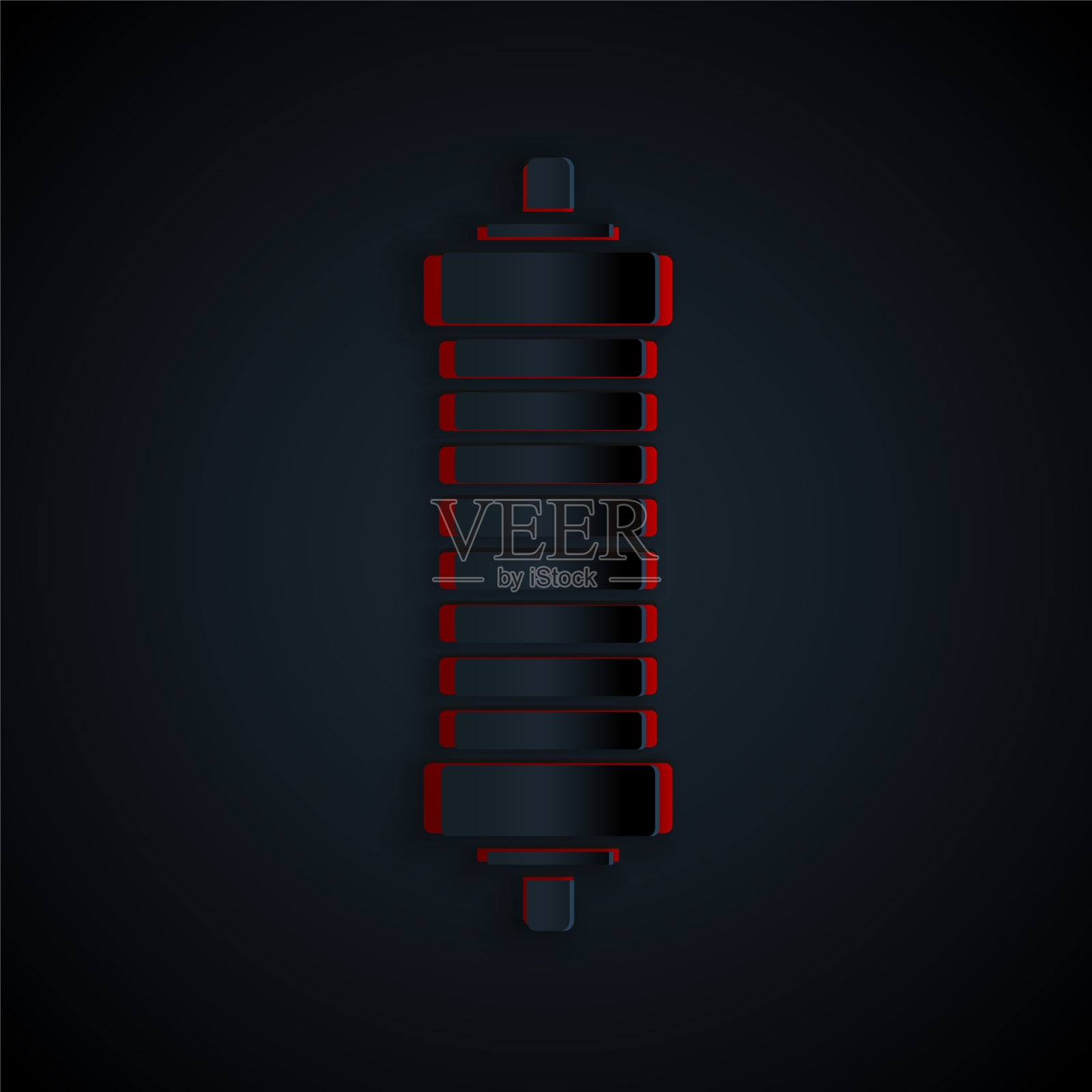 剪纸减震器图标孤立在黑色插画图片素材