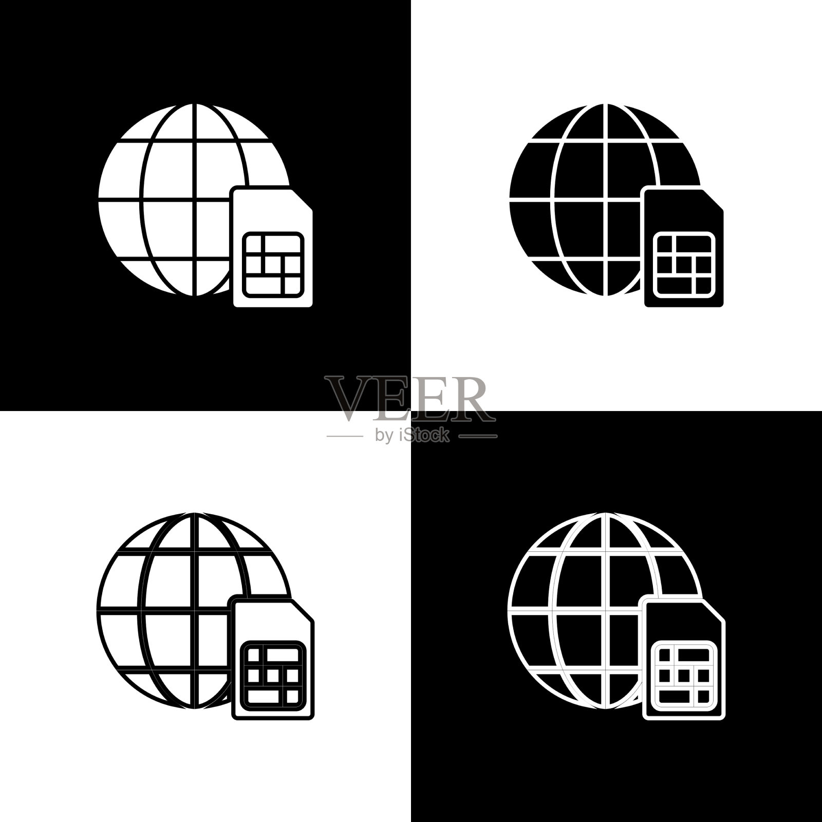 设置5g sim卡图标隔离在黑色和图标素材