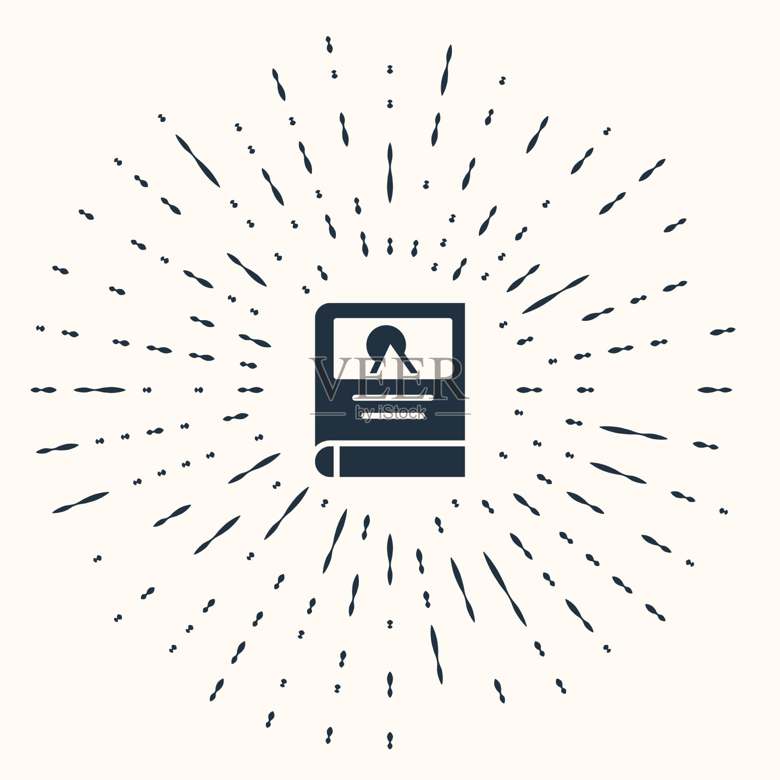 灰色相册图库图标孤立的米色插画图片素材