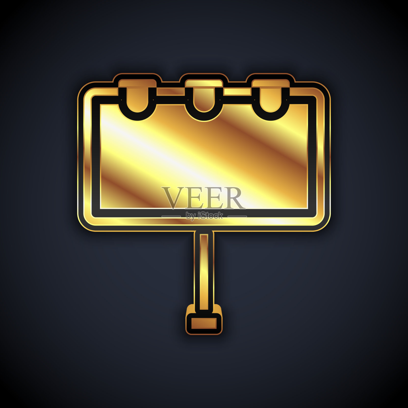 金色空白大广告牌与灯光图标隔离插画图片素材