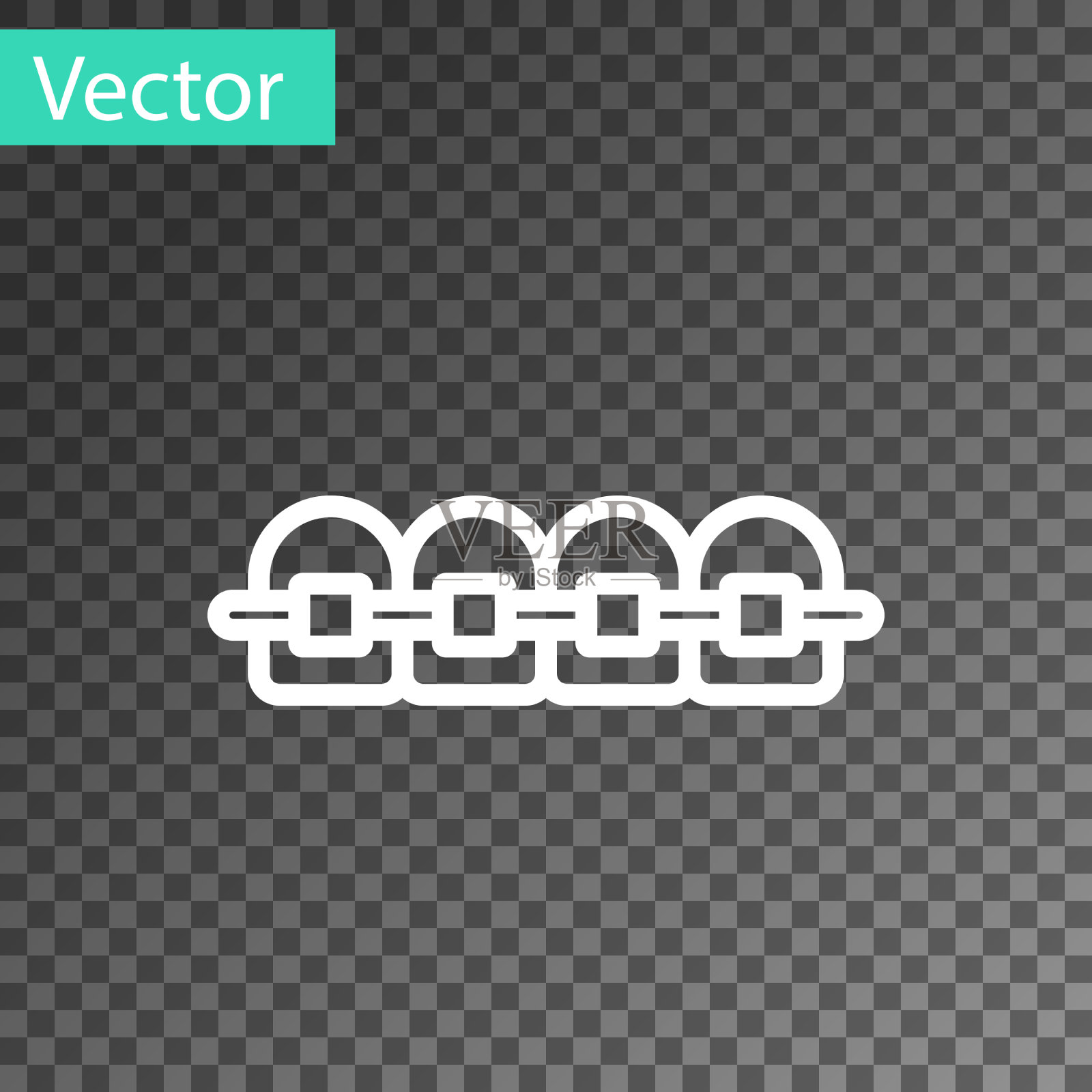 白色线齿与牙套图标隔离插画图片素材