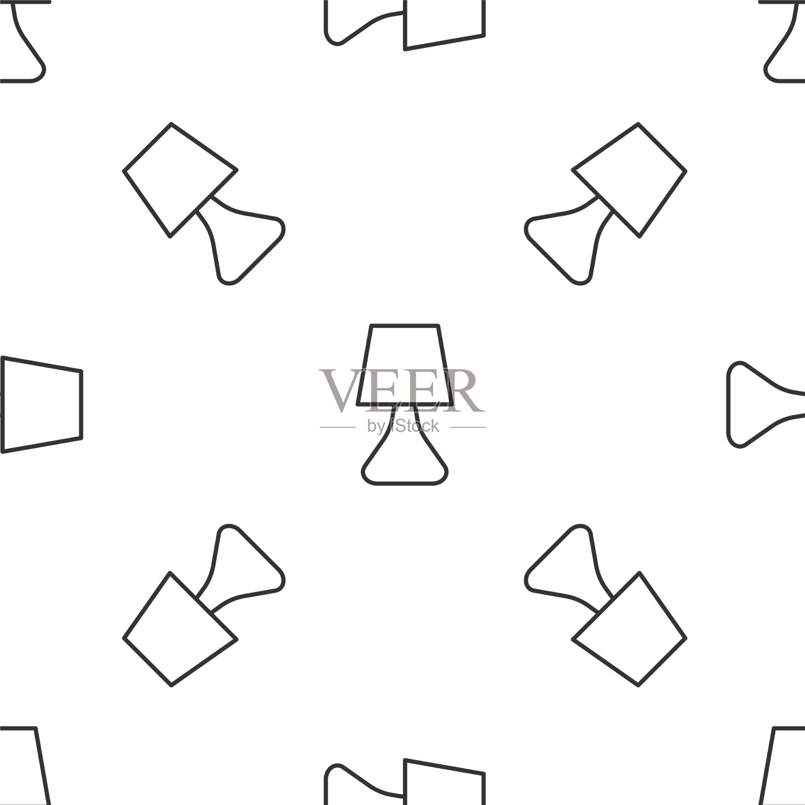 灰色线条台灯图标隔离无缝插画图片素材